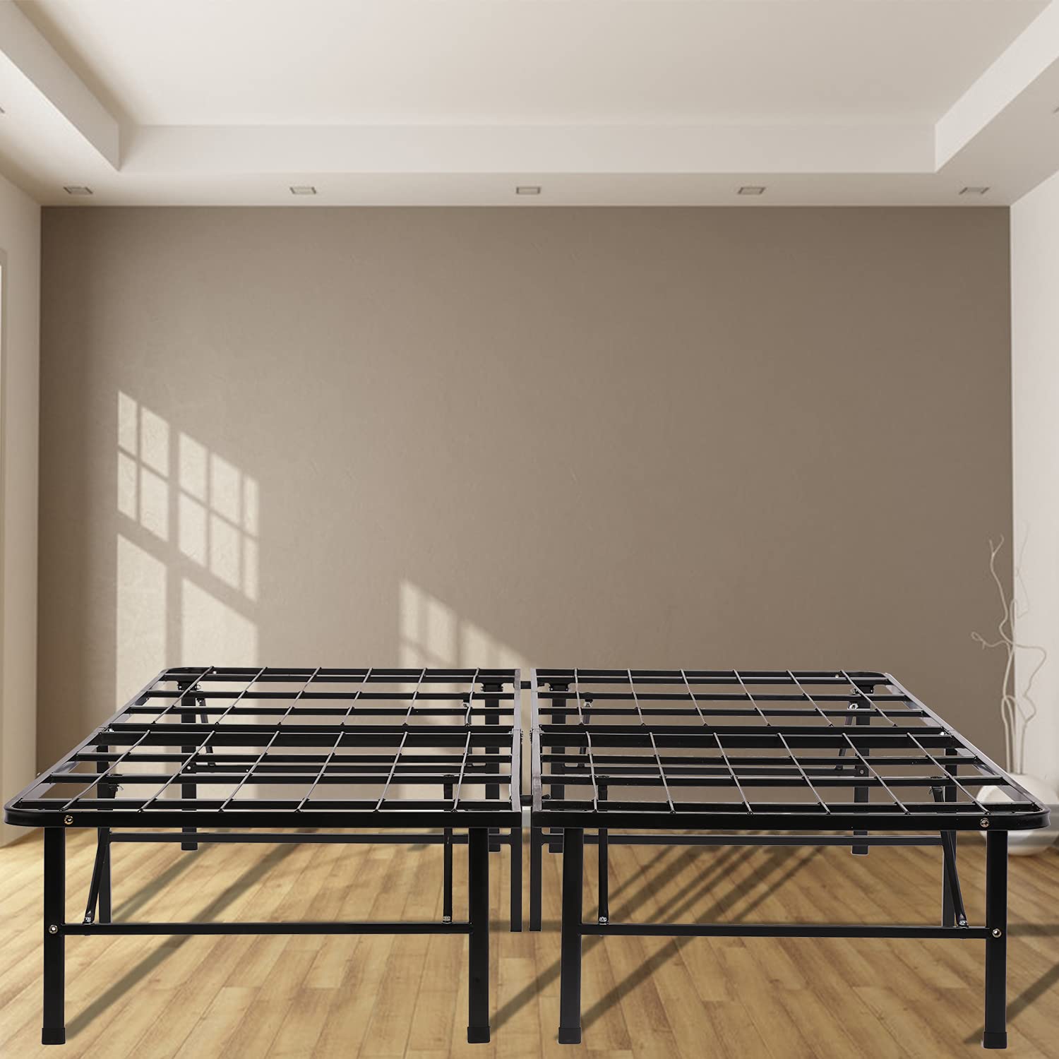 Queen Size Bed Frame - Heavy Duty Steel Platform with Non-Slip Design & Noise-Free Construction | No Box Spring Needed | Durable Mattress Foundation with Underbed Storage | Perfect for Master Bedrooms, Guest Rooms & Small Spaces