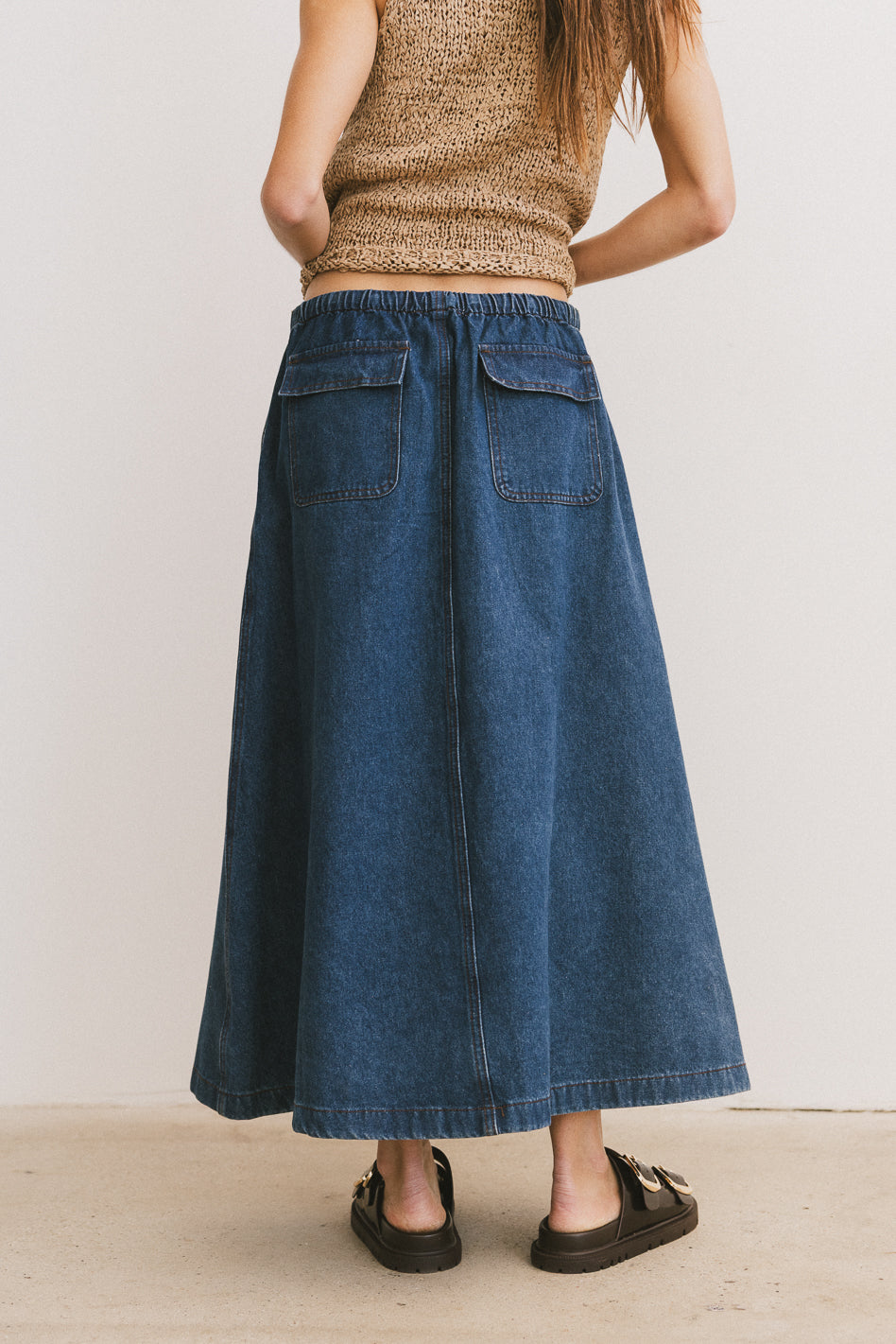 Arlo Denim Maxi Skirt for Women - High Waisted Long Denim Skirt with Side Slits | Perfect for Casual Outings, Beach Wear & Boho Fashion