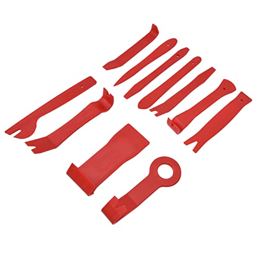 11-Piece Auto Trim Tools Set - Durable Fiberglass Nylon Car Radio Repair Kit with Impact Resistance for Boat Shops & Auto Detailing (Red) | Perfect for Professional Mechanics & DIY Car Enthusiasts