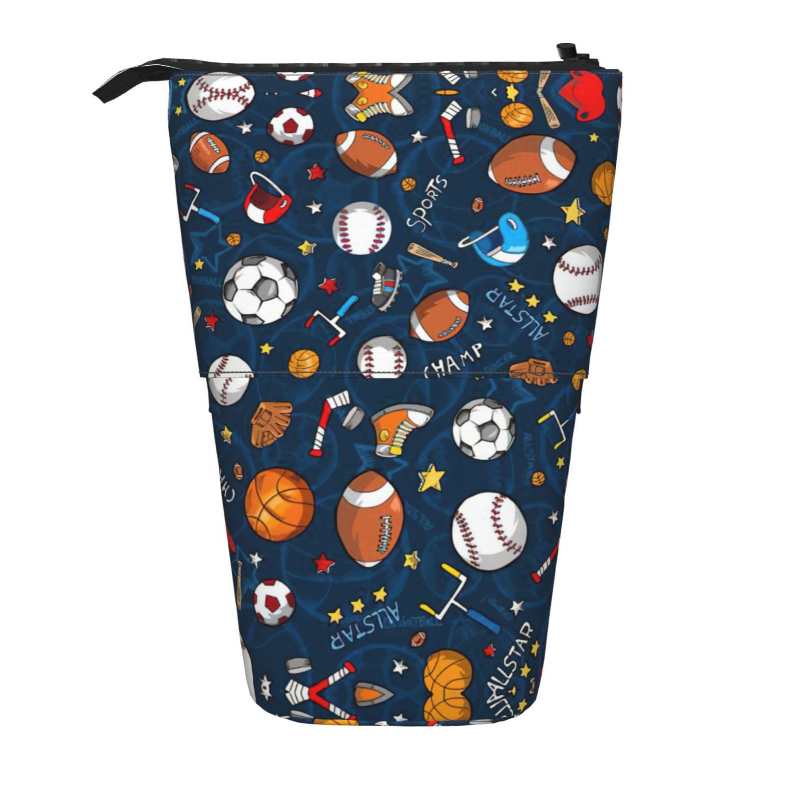 DRTGEDS Expandable Pen Pouch Holder - Multi-Sport Stationery Organizer for Baseball, Basketball, Football & Hockey Fans - Perfect Pencil Case, Makeup Bag & School Supply Organizer for Students, Office & Travel Use