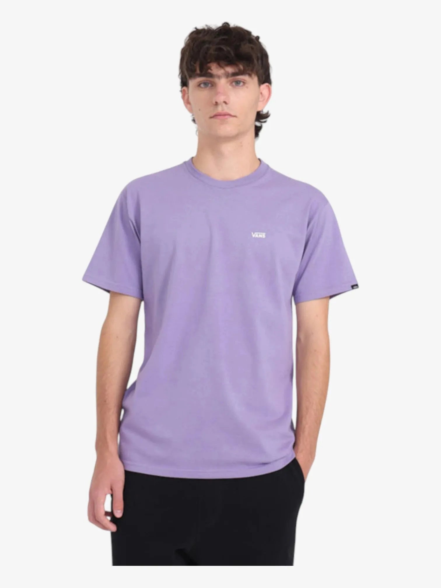 Vans Left Chest Logo Purple T-Shirt for Men - Casual Streetwear Tee for Skateboarding, Music Festivals & Everyday Wear