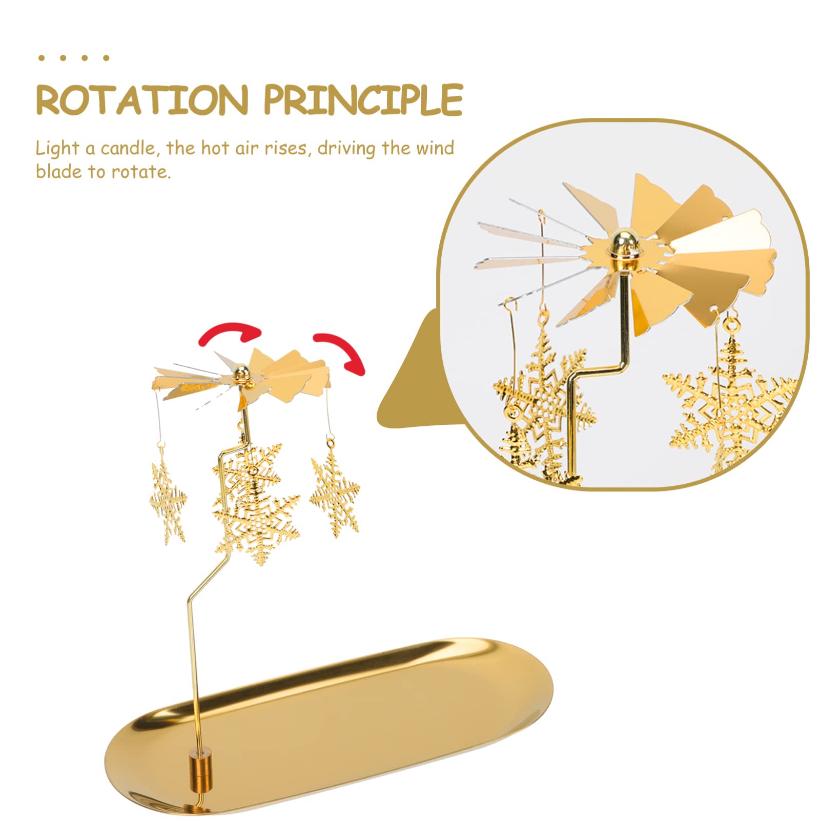 Angoily Rotating Candle Holder Set - Brass Metal Candlestick with Turntable Tray for Christmas & Holiday Decor | Winter Home Decoration | Perfect for Table Centerpieces, Dinner Parties & Festive Ambiance