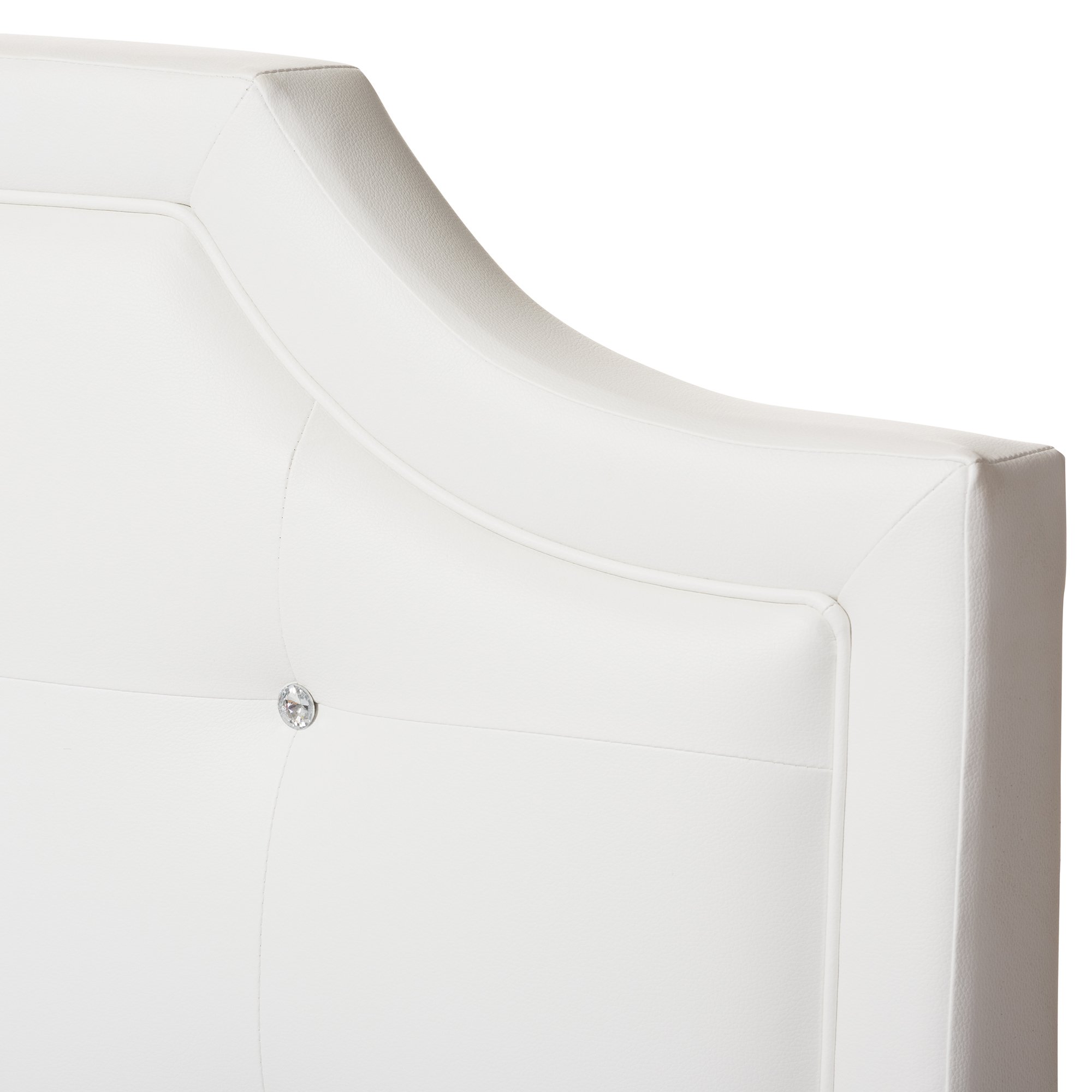 Baxton Studio Carlotta Modern Upholstered Headboard Full Size Bed Frame - White | Perfect for Contemporary Bedrooms & Guest Rooms