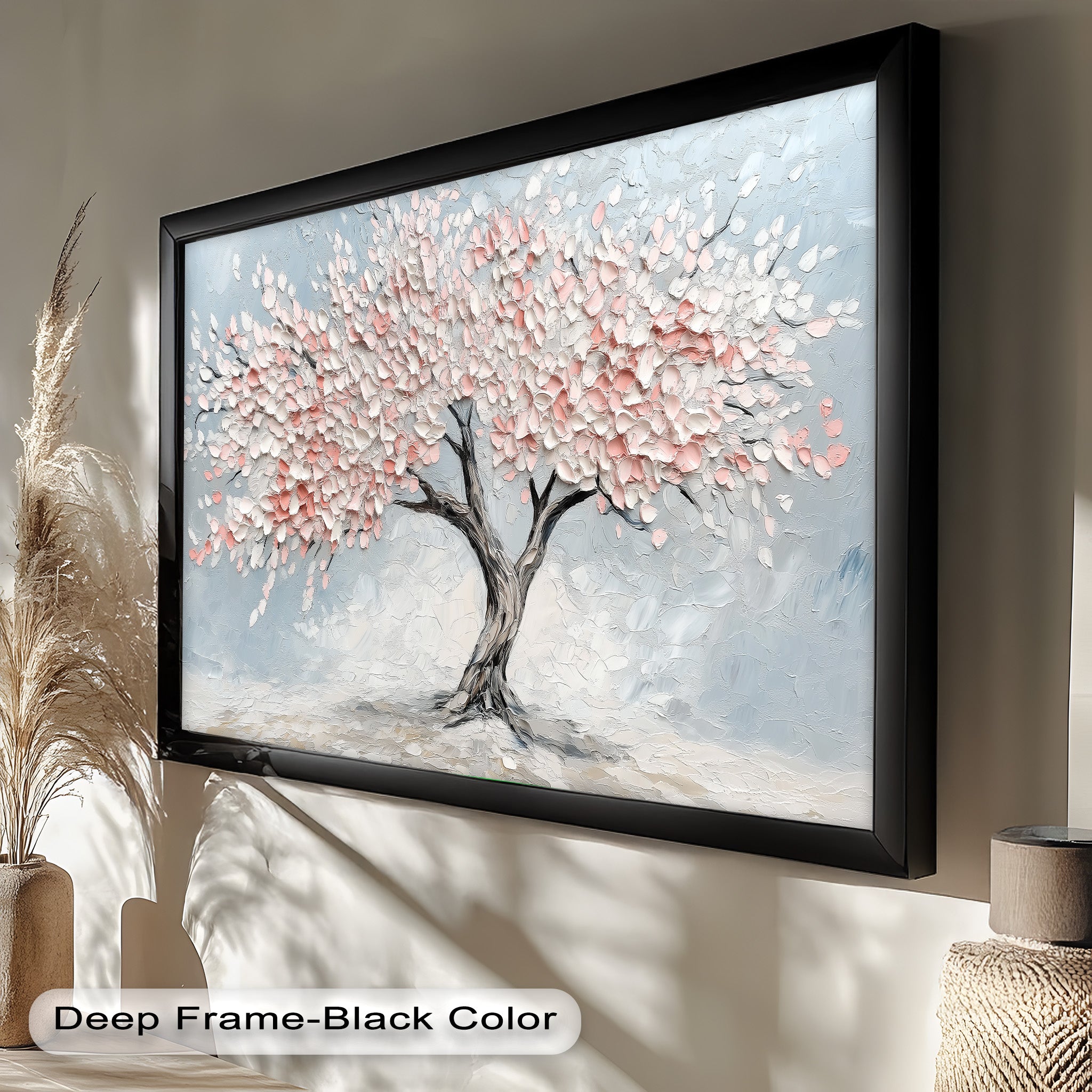 Blossoming Cherry Tree Floral Oil Painting - Handmade Canvas Art for Home Decor, Living Room, Bedroom & Office Wall