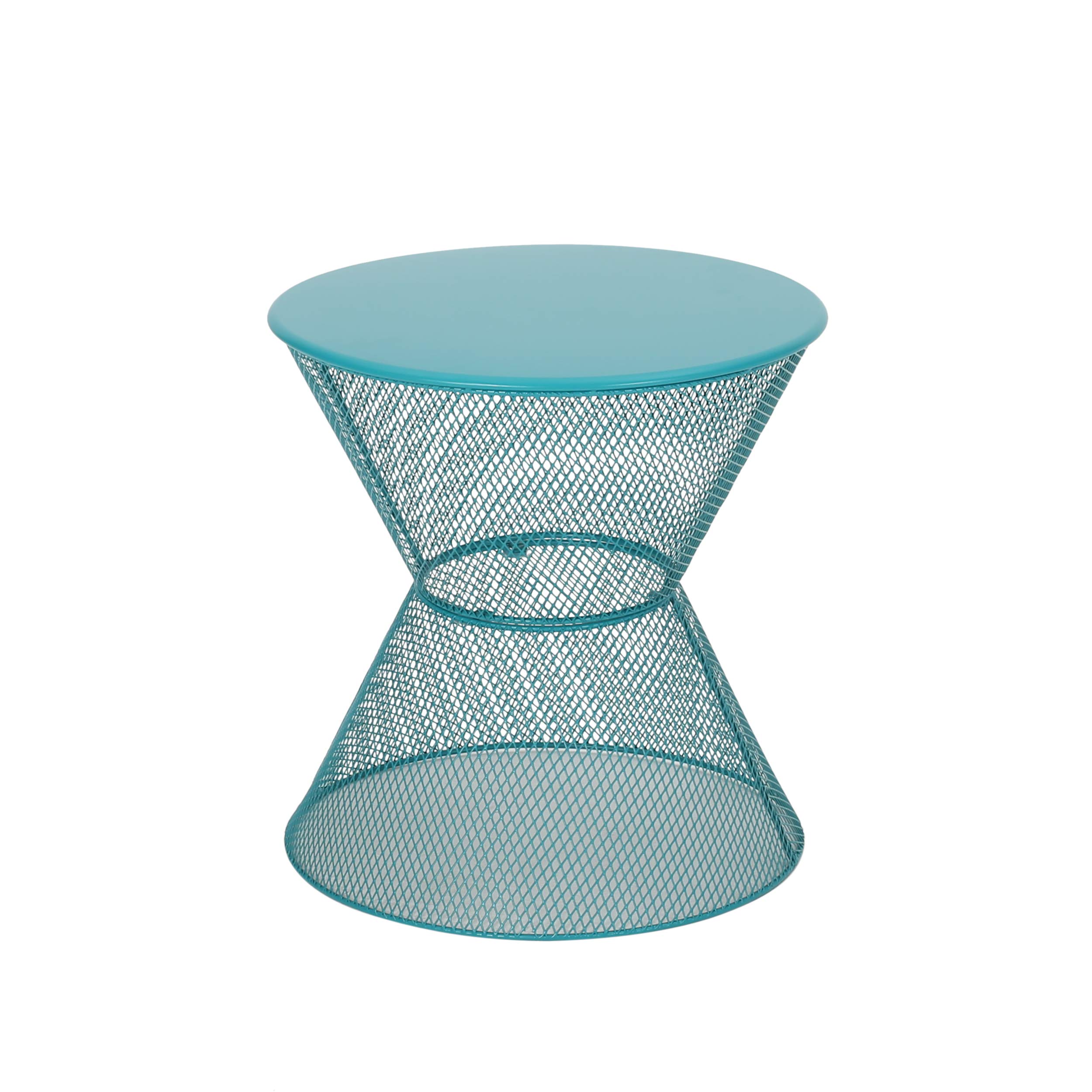 Modern Outdoor Iron Side Table - Matte Teal Finish, Durable Patio Furniture for Poolside, Garden, or Balcony Decor