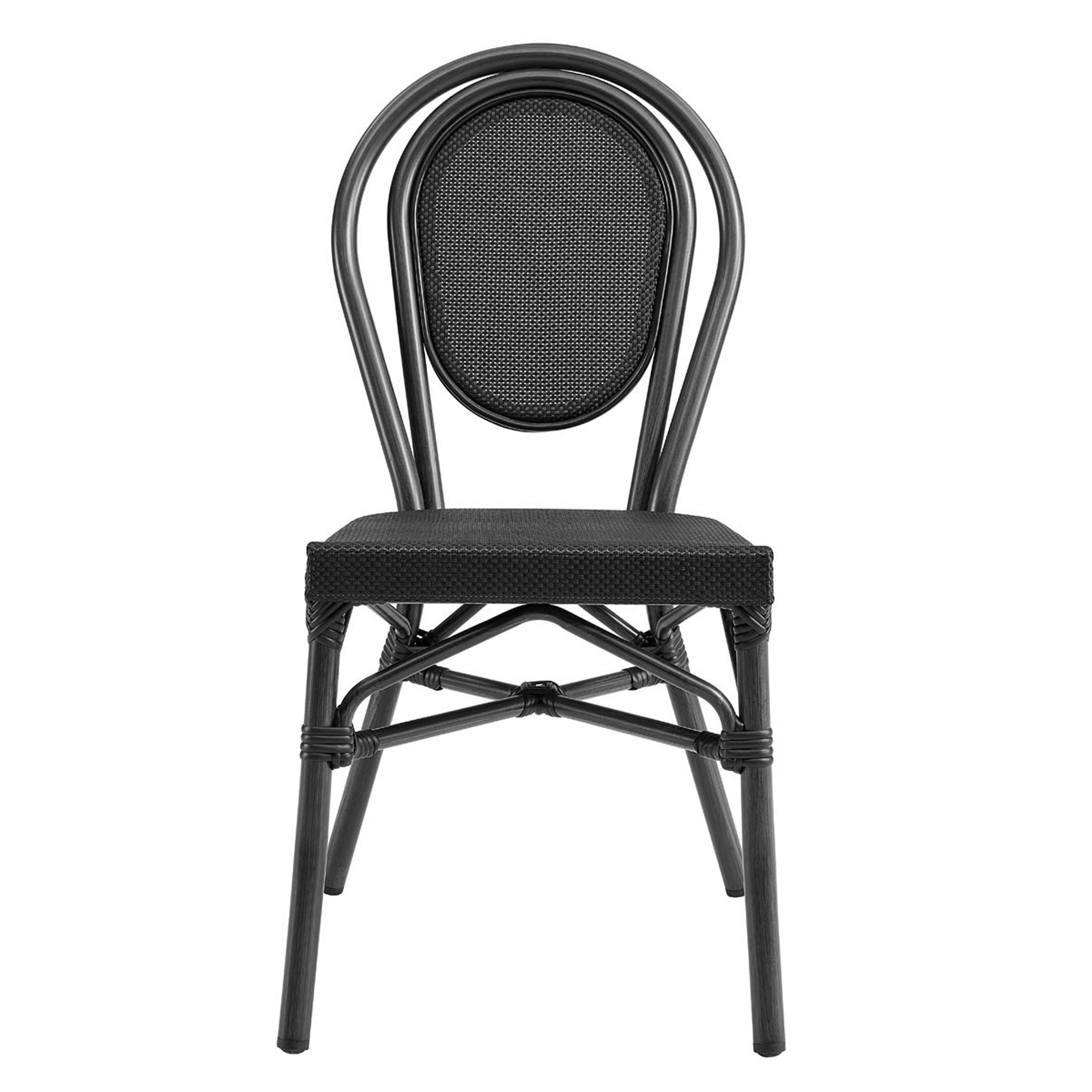 Black Mesh & Wood Frame Erlend Stacking Side Chairs - Set of 2 Modern Dining Chairs for Kitchen, Restaurant or Office Use