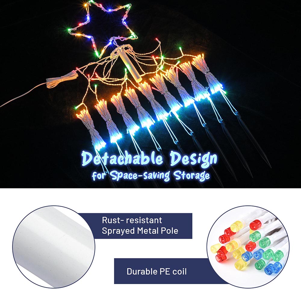 TheLAShop 9-String Christmas Tree Lights with Pole & Star - Perfect for Indoor Holiday Decorations, Xmas Tree Lighting, and Festive Home Decor