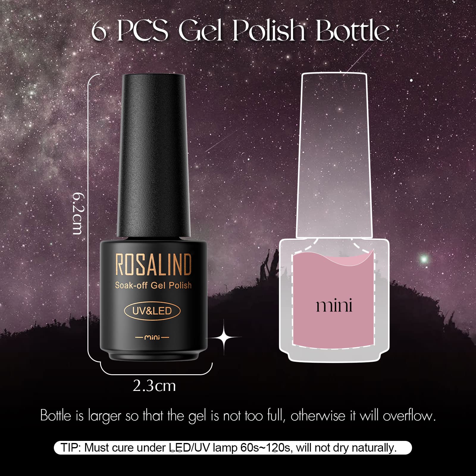 ROSALIND 6PCS White & Nude Gel Polish Set - Light Pink Nail Polish Collection for Salon & Home Manicure - Long Lasting Gel Nail Polish Kit for DIY Nails, Bridal, Party & Everyday Wear