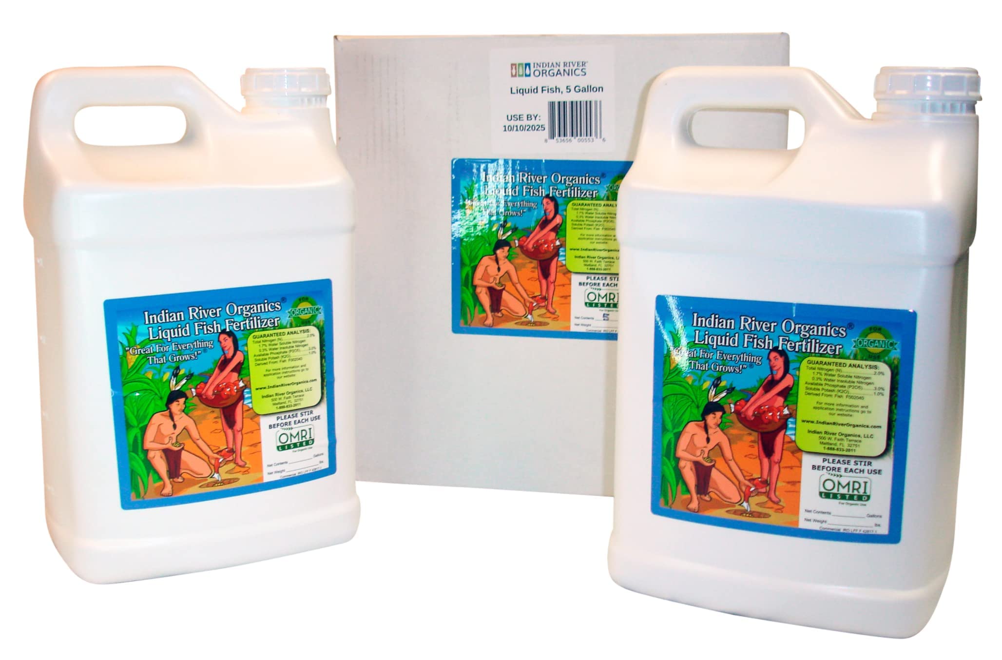 OMRI Listed Hydrolyzed Fish Fertilizer for Plants - Organic Liquid Fish Fertilizer for Vegetables, Fruits, Lawns, Flowers & Houseplants (5 Gallons) - Perfect for Indoor Gardening, Outdoor Landscaping & Organic Farming
