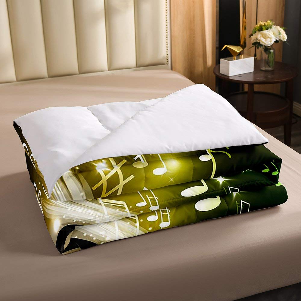 Erosebridal Musical Note Headphone Comforter Set - Hipster Bedding for Kids, Teens & Adults - Rock Hip Hop Grunge Style Duvet Cover with Headset Design - Twin Size Bedding Set - Perfect for Music Lovers' Bedroom Decor & Teen Room Makeover
