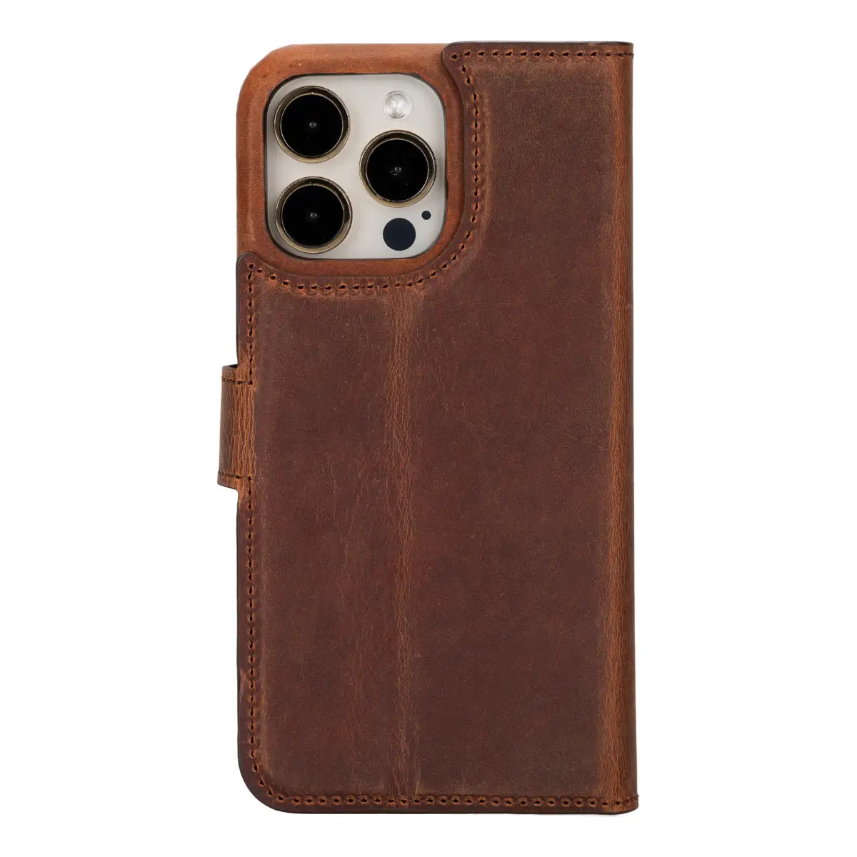 Distressed Brown Leather Luxury Wallet Case for iPhone 15 Pro Max - Premium RFID Protection & Card Slots - Perfect for Business, Travel & Everyday Use