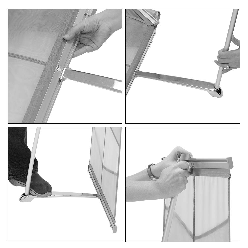 Vispronet Mesh Brochure Holder - 0.9ft x 4.6ft Portable Literature Stand with 4 Pockets & Carrying Bag, Collapsible Display Rack for Business, Trade Shows, Events and Retail Stores - Perfect for Marketing Materials, Flyers and Product Catalogs