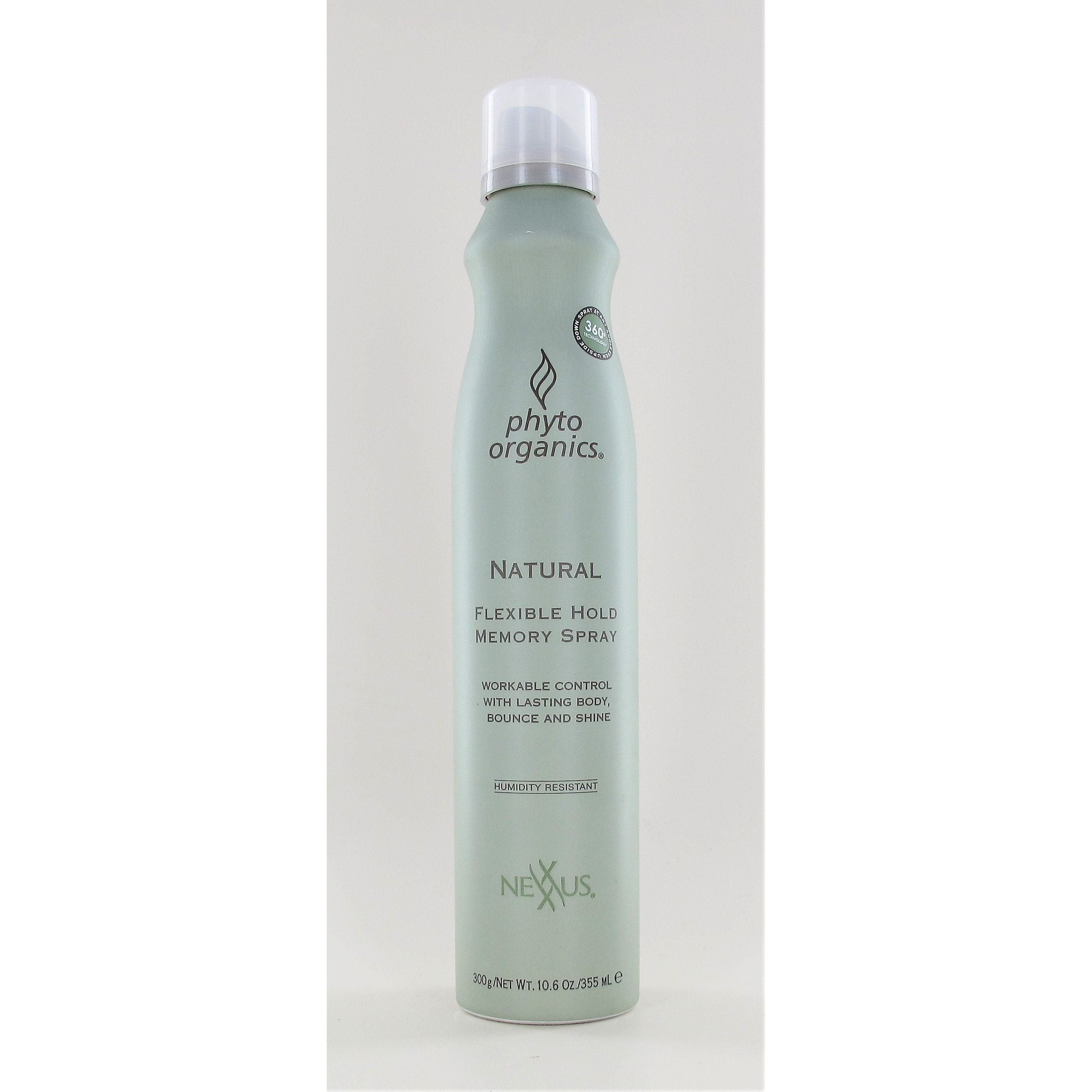 NEXXUS Phyto Organics Natural Flexible Hold Memory Hair Spray 10.6 oz - Lightweight Styling Spray for All Hair Types, Perfect for Curls, Waves & Updos