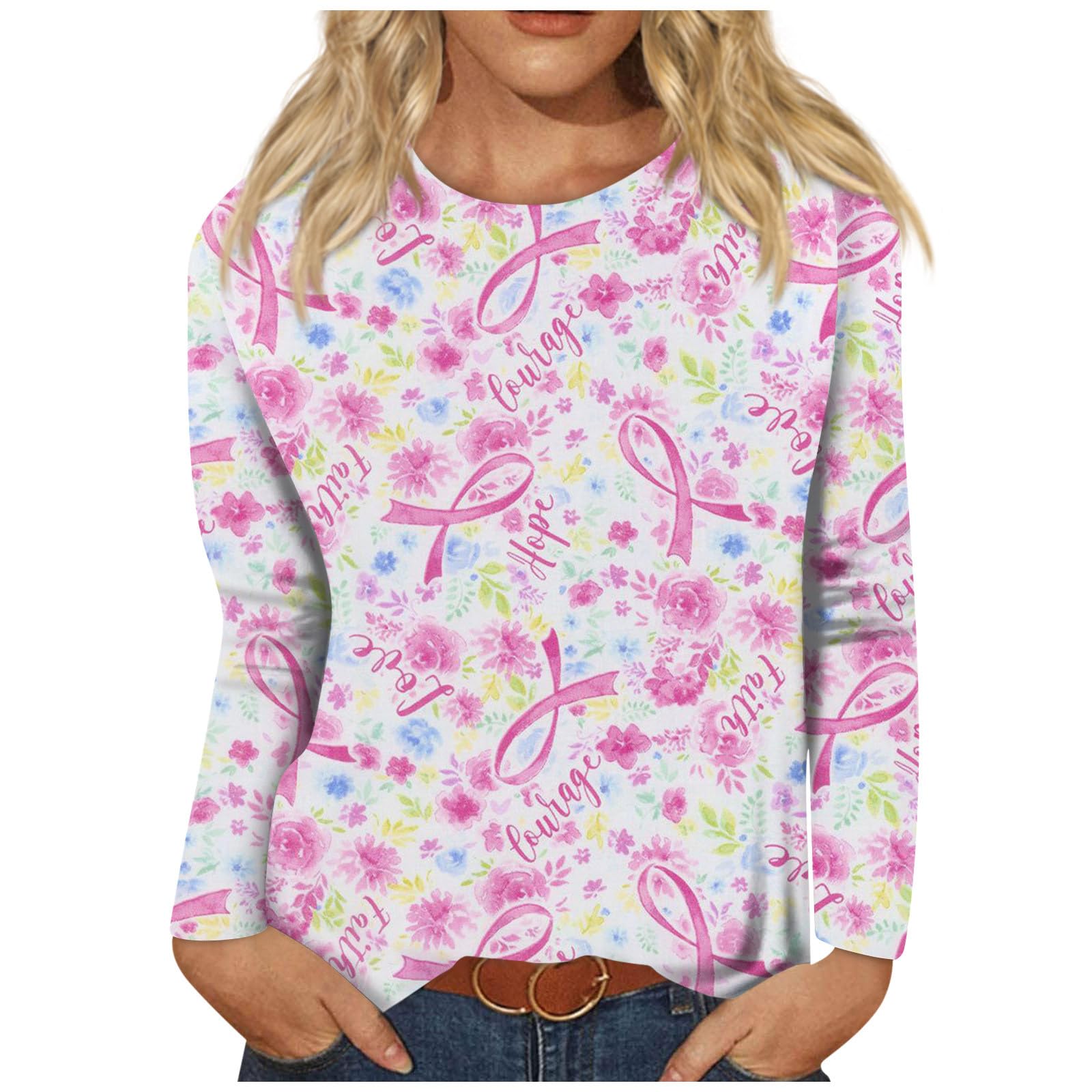 Fashionable Women's Fall Long Sleeve Crewneck Pullover - Casual Loose Printed Tunic Top Blouse | Perfect for Autumn Outfits, Office Wear & Weekend Casual Style