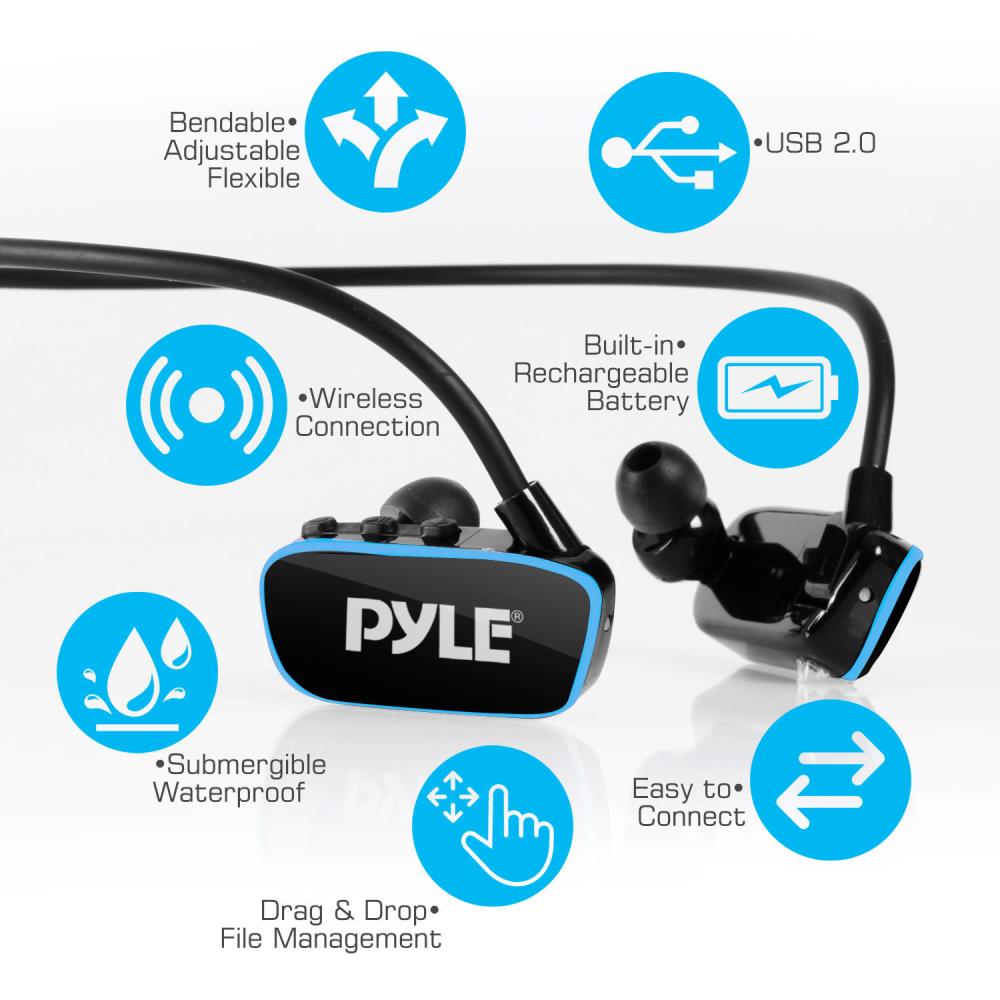 Flextreme Waterproof MP3 Headphones - Wireless Bluetooth Earbuds for Swimming, Running & Workouts - Sweatproof & Noise Cancelling Earphones for Sports & Gym