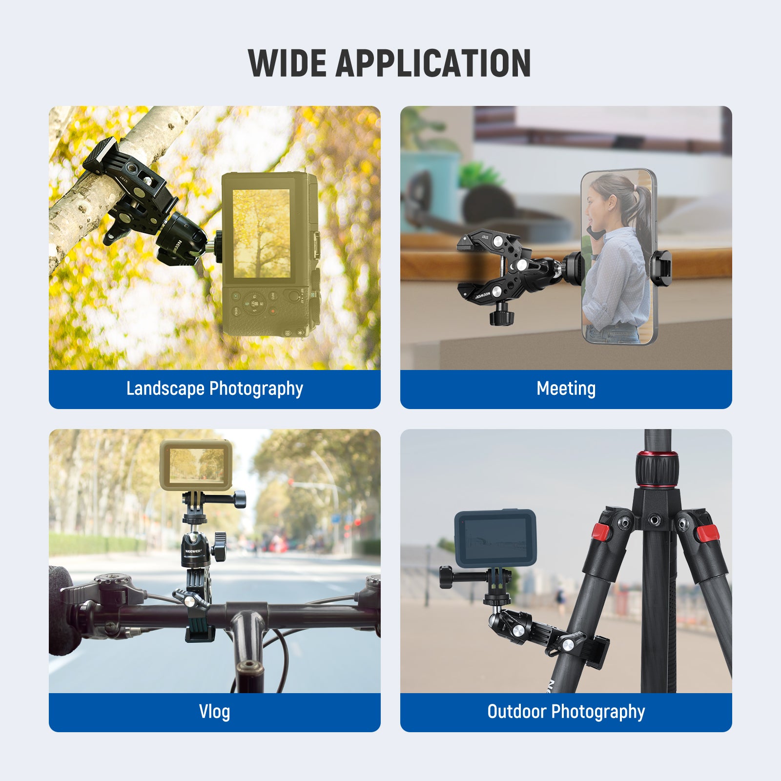 NEEWER ST87 Super Clamp with Ballhead - Heavy Duty Camera Mount for DSLR, Video, Lighting Equipment - Perfect for Photography, Videography, and Studio Setups
