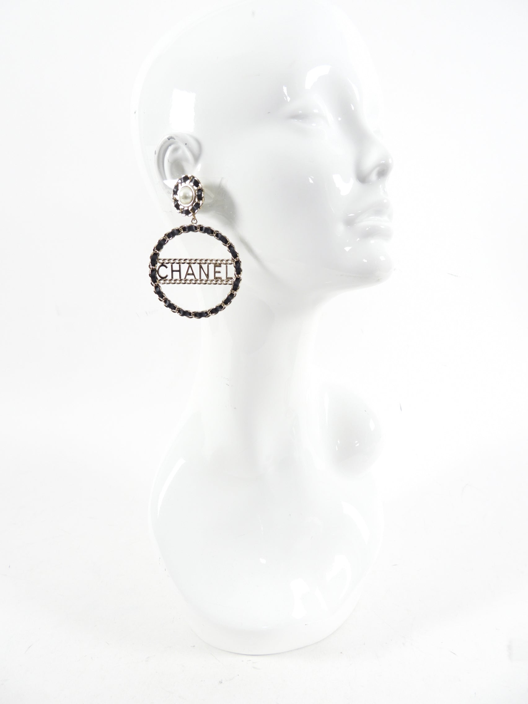 Chanel 2018 XL Braided Logo Runway Earrings - Luxury Fashion Jewelry for Women, Perfect for Parties, Weddings & Special Occasions