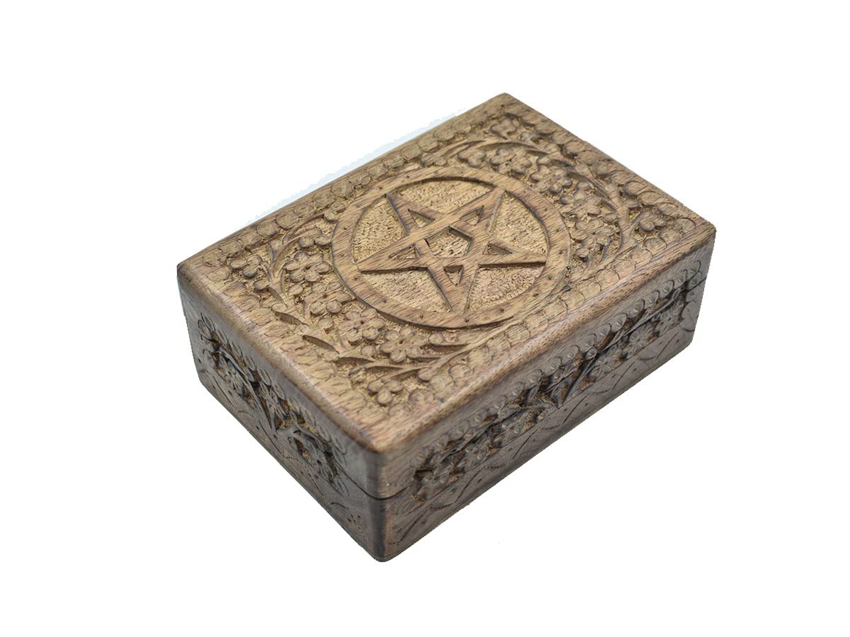 Handmade Wooden Jewelry Box with Star Carvings - Keepsake Storage Organizer for Women & Girls | Perfect for Rings, Necklaces, Earrings & Gift Giving