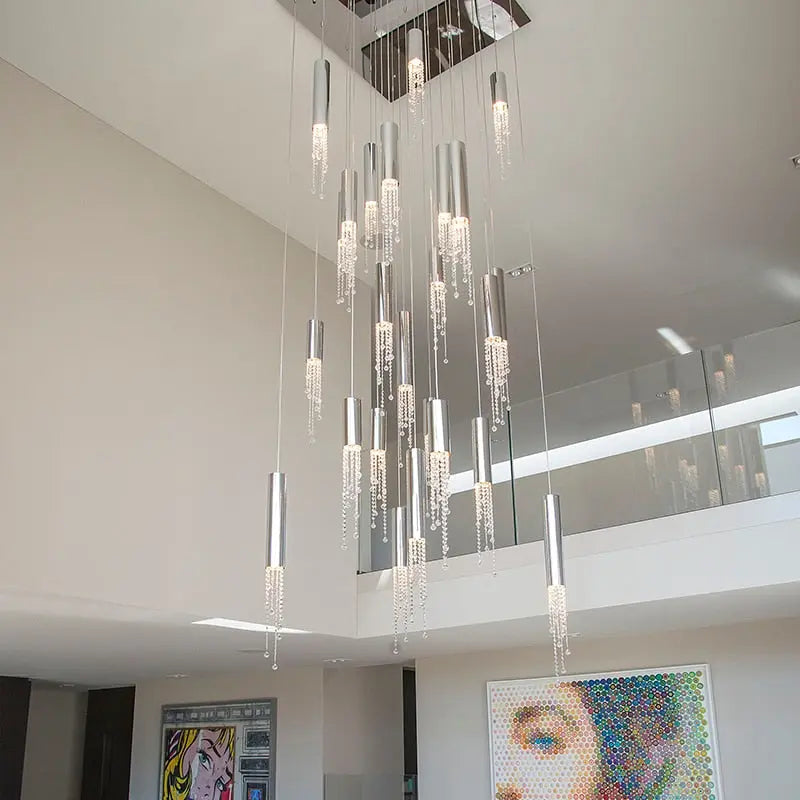 Modern Celia Staircase Chandelier - Elegant Ceiling Light Fixture for Hallway, Foyer, and Stairwell Lighting