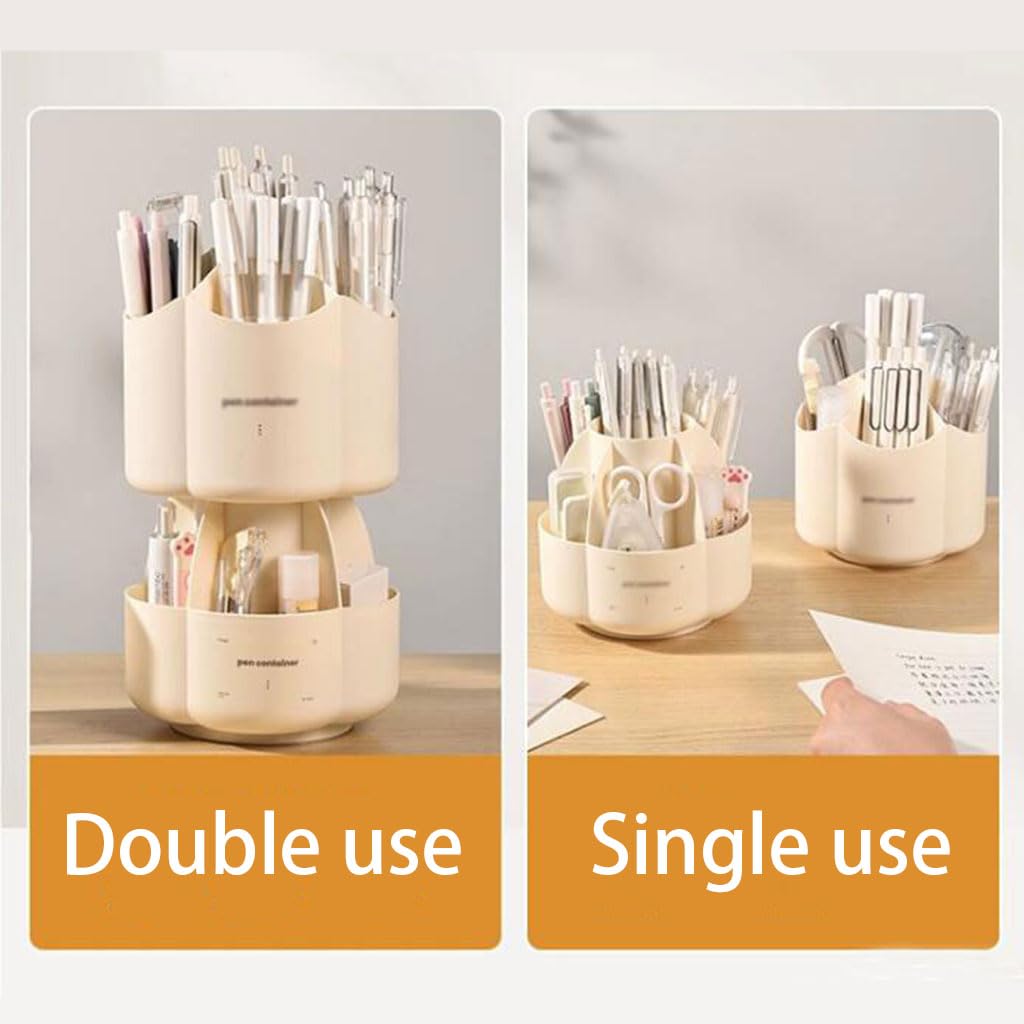 Stylish Rotating Pen Holder - Large Capacity Plastic Desk Organizer for Office & School Supplies | Perfect for Countertop, Desk, and Workspace Organization