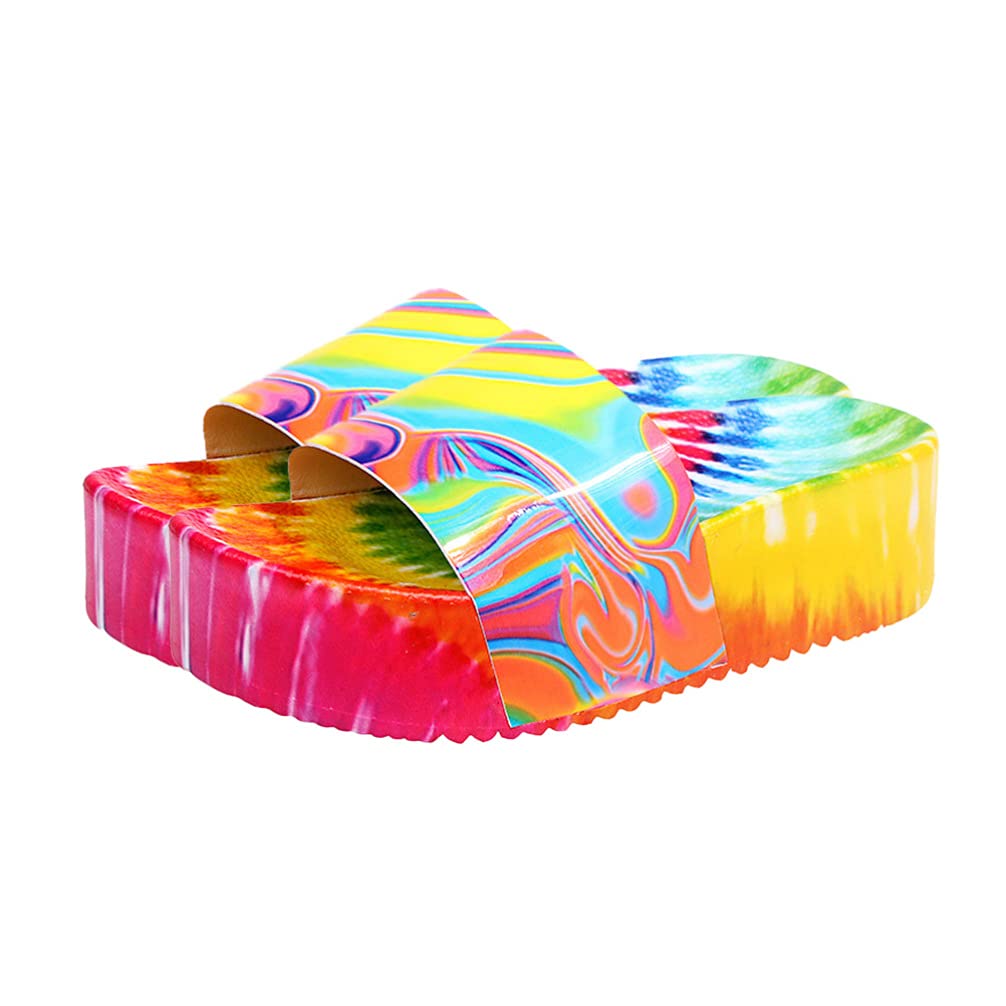 Holibanna Women's Open Toe Platform Sandals - Colorful Sole Single Band Creeper Slippers | Comfortable Slides for Beach, Pool, Summer Outfits & Casual Wear