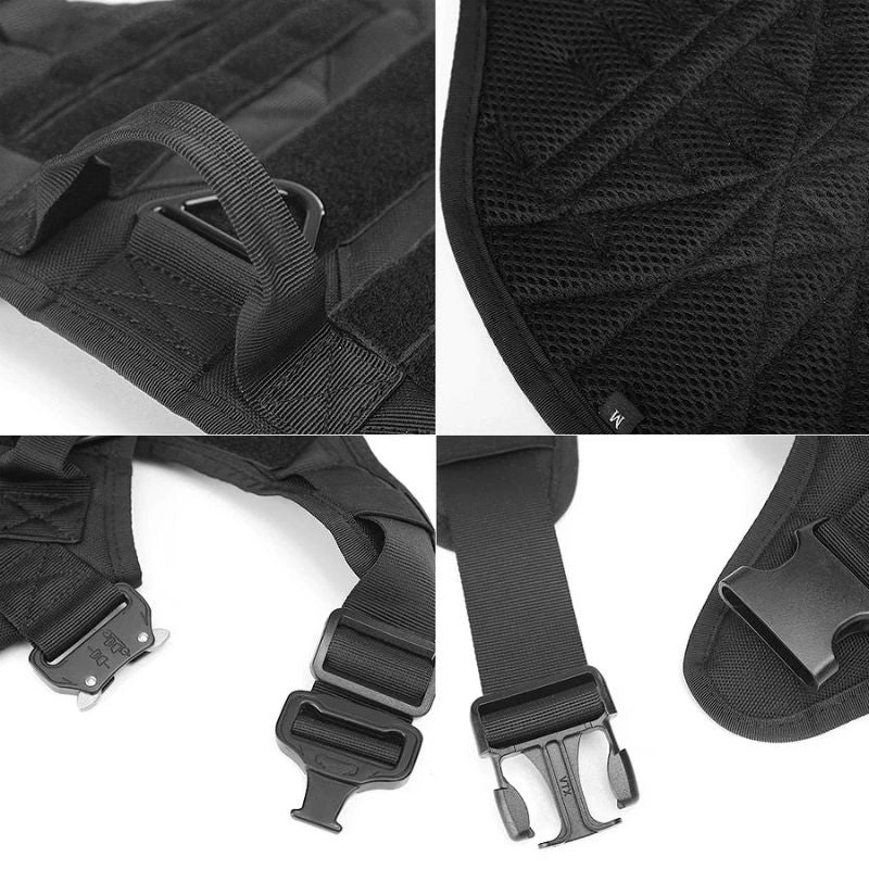 Best Tactical Dog Harness for Outdoor Adventures - Durable & Adjustable Pet Vest for Hiking, Running & Training - Reflective Straps & Molle Webbing