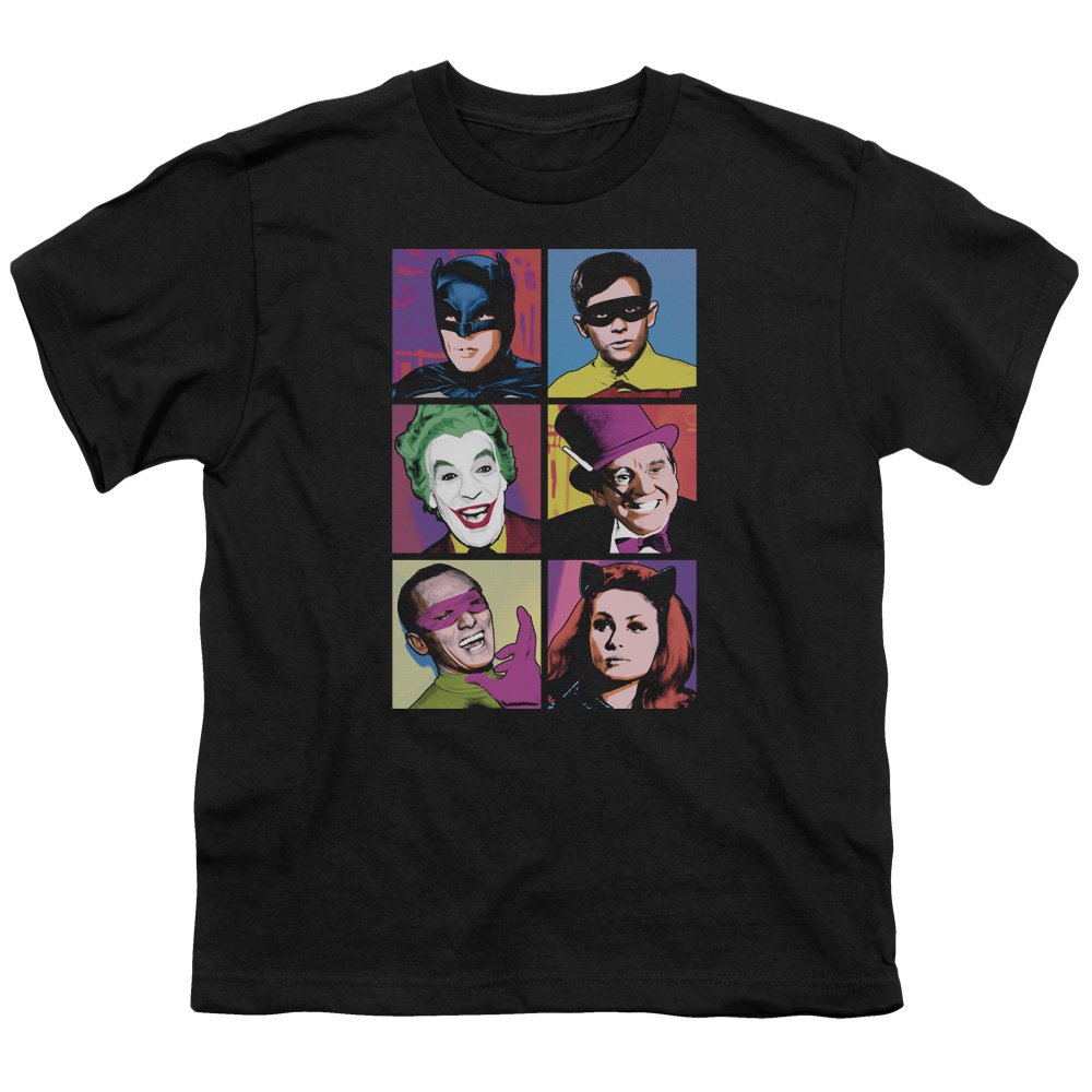 Batman Classic TV Pop Cast Unisex Youth T-Shirt | Superhero Graphic Tee for Kids & Teens | Perfect for Cosplay, Halloween & Everyday Wear