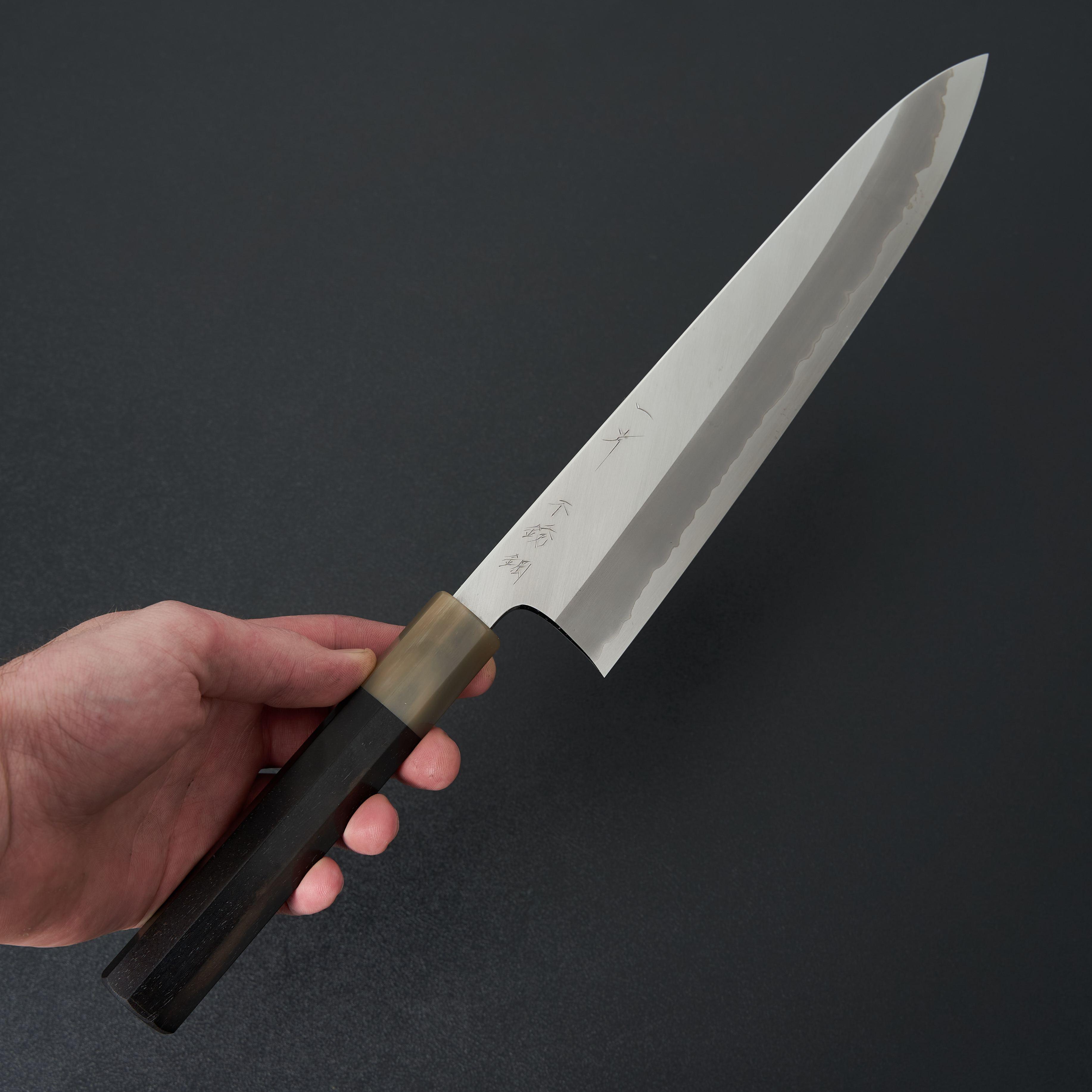 Hitohira Tanaka Kyuzo Blue #1 Stainless Clad Gyuto 240mm Japanese Chef Knife with Taihei Ebony Handle - Perfect for Sushi, Meat Cutting & Professional Kitchen Use