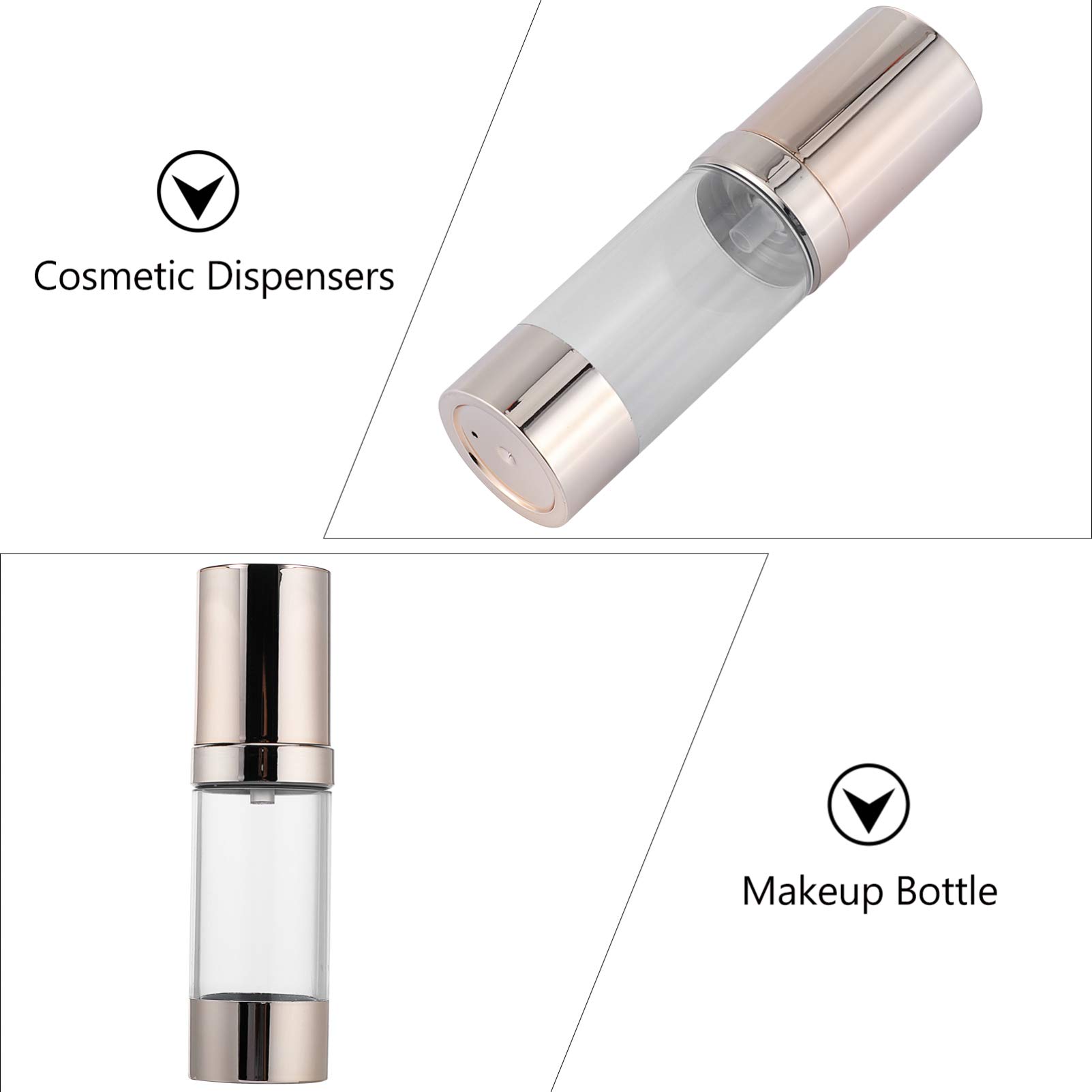EXCEART 6-Pack Vacuum Lotion Pump Bottles - Refillable Cosmetic Containers for Creams, Lotions & Serums | Leak-Proof Travel-Size Empty Bottles for Toiletries, Skincare & Pet Grooming | Perfect for Air Travel, Gym Bags & Home Organization