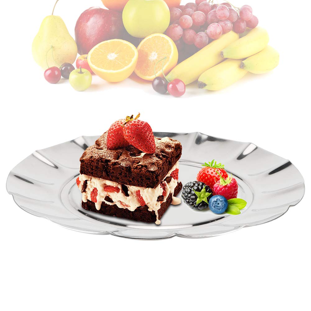 Stainless Steel Appetizer Plates 8 Inch - Round Dinner Plates for Food, Fruit & Snacks - Durable Kitchen Tableware for Parties, Picnics & Home Dining