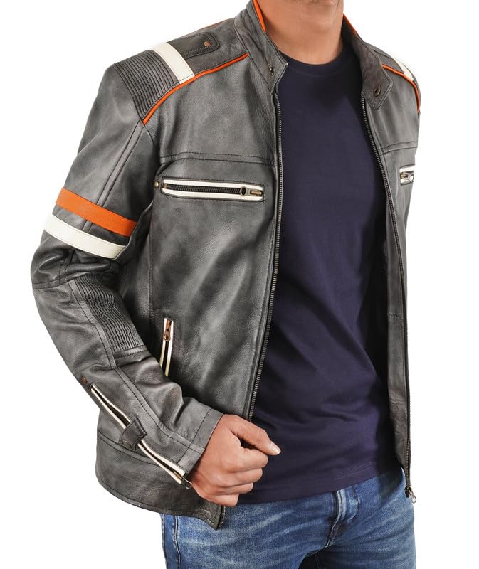 Men's Black Real Lambskin Leather Motorcycle Jacket - Premium Biker Jacket for Men - Perfect for Riding, Casual Wear & Outdoor Adventures