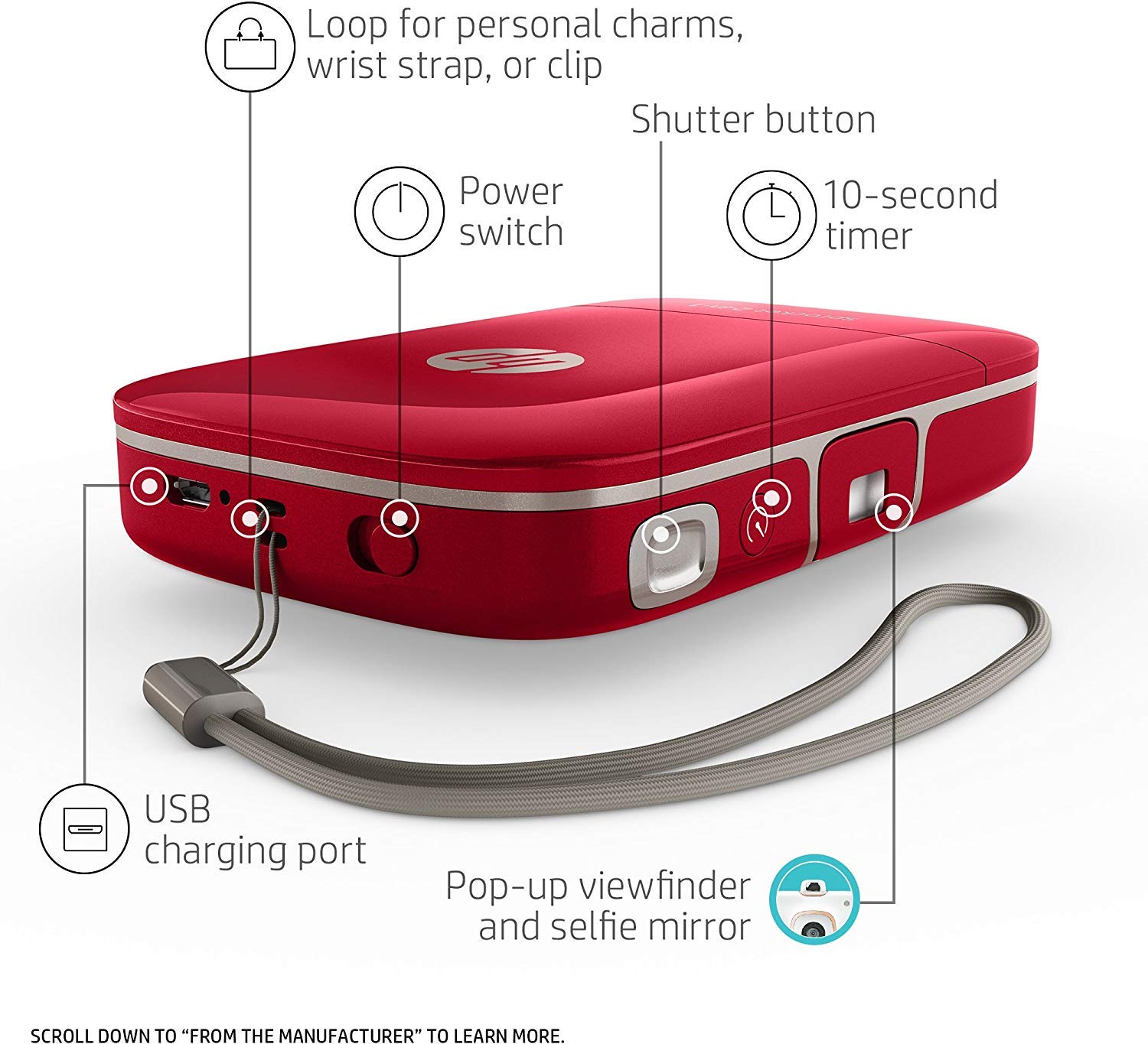 HP Sprocket 2-in-1 Portable Photo Printer & Instant Camera - Print 2x3