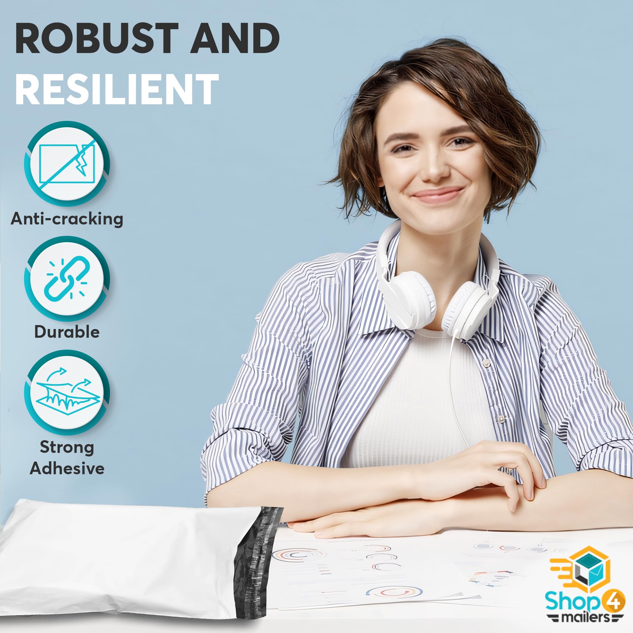 Heavy Duty 12x15.5 Inch Large Poly Mailer Bags - 3 Mil Thick Waterproof & Tear-Resistant Shipping Envelopes with Permanent Adhesive Seal (1000 Pack) - Perfect for Ecommerce, Amazon FBA, Clothing & Merchandise Shipping
