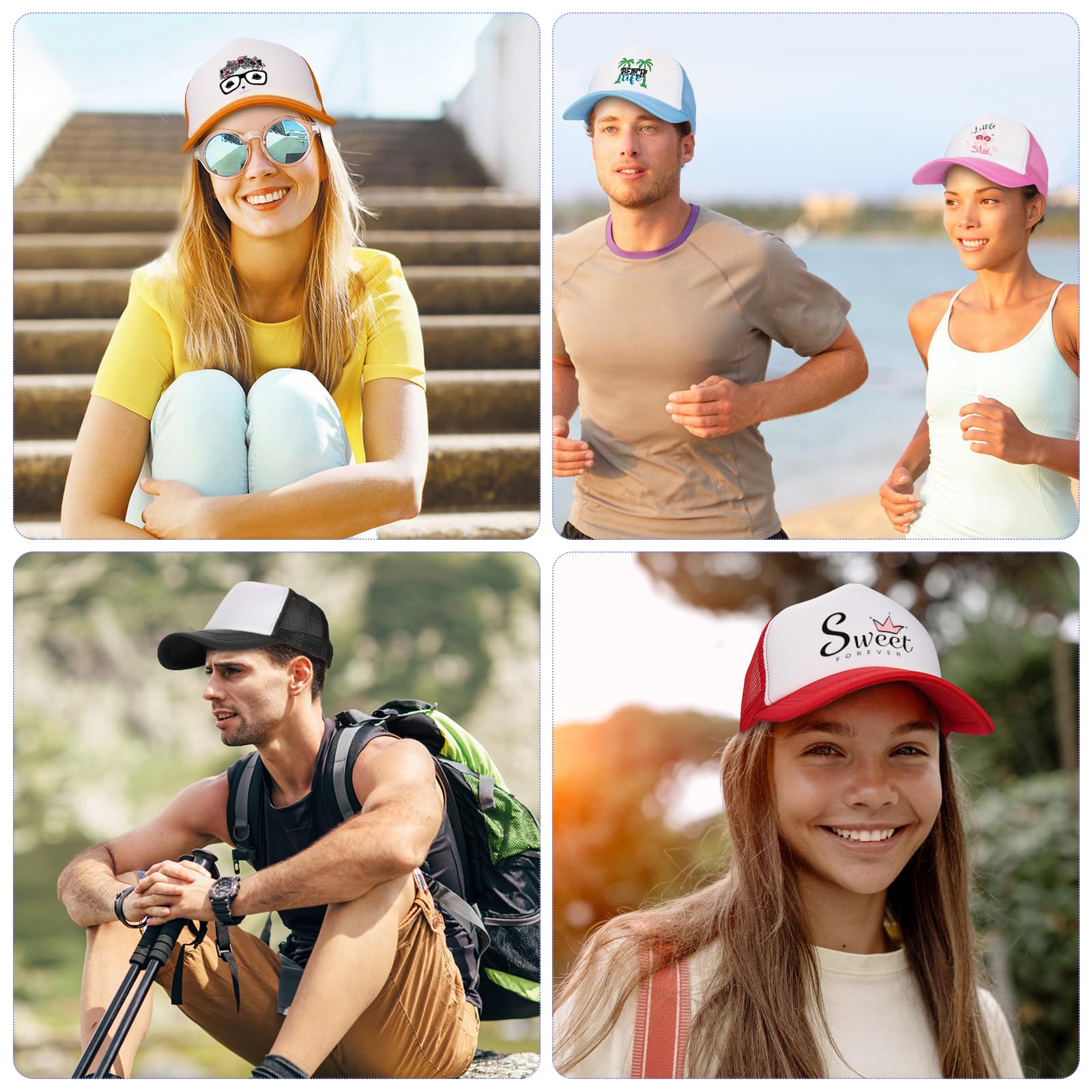 Ultrafun 10 Pack Blank Trucker Hats - Bulk Sublimation Mesh Baseball Caps Adjustable for Men & Women - Perfect for Custom Printing, Sports Events, and Outdoor Activities