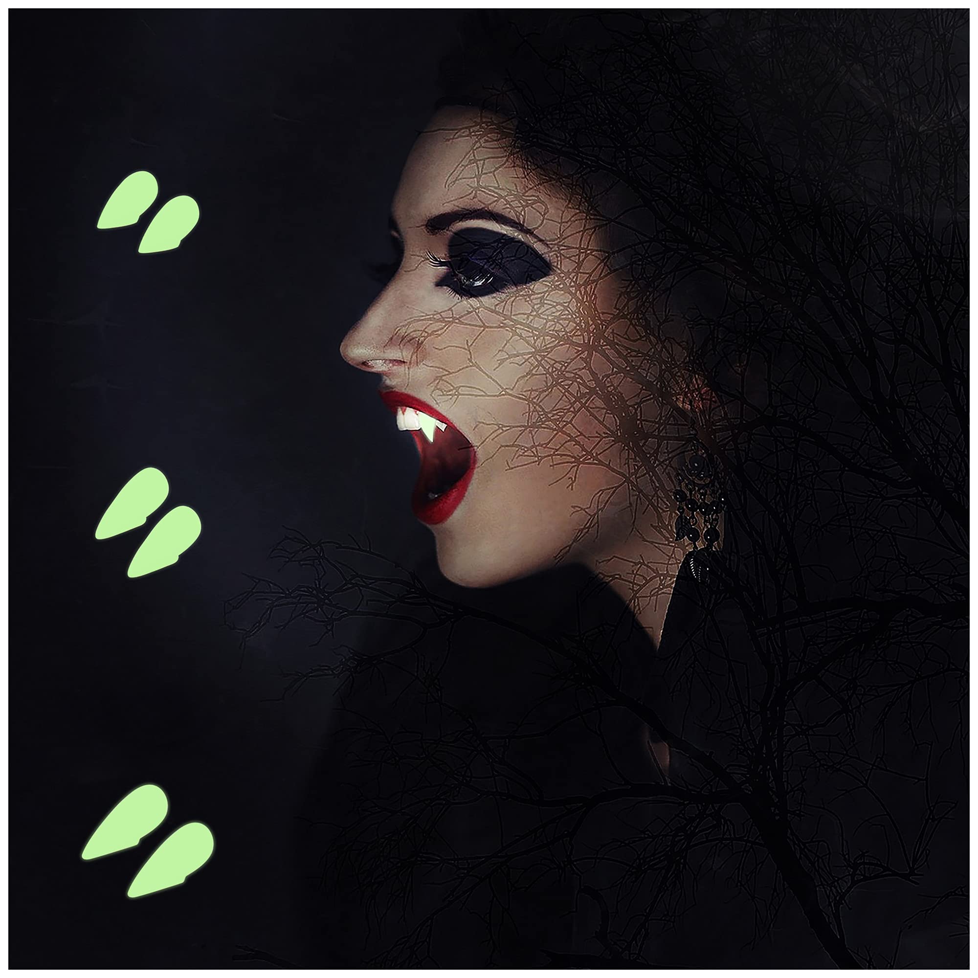 Vampire Teeth for Halloween - 3 Pairs of Adjustable Fake Fangs in Different Sizes for Kids & Adults with Storage Case | Perfect for Halloween Costumes, Cosplay, and Horror Parties