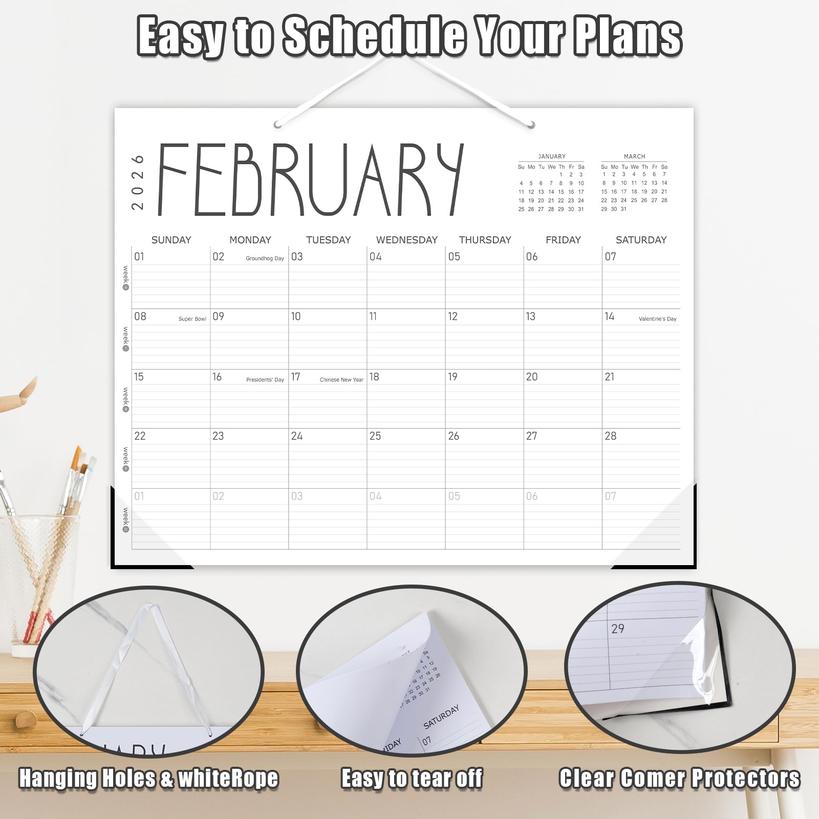GuassLee 2025-2026 19-Month Academic Planner Calendar | June 2025 - December 2026 Wall/Desk Calendar | 14