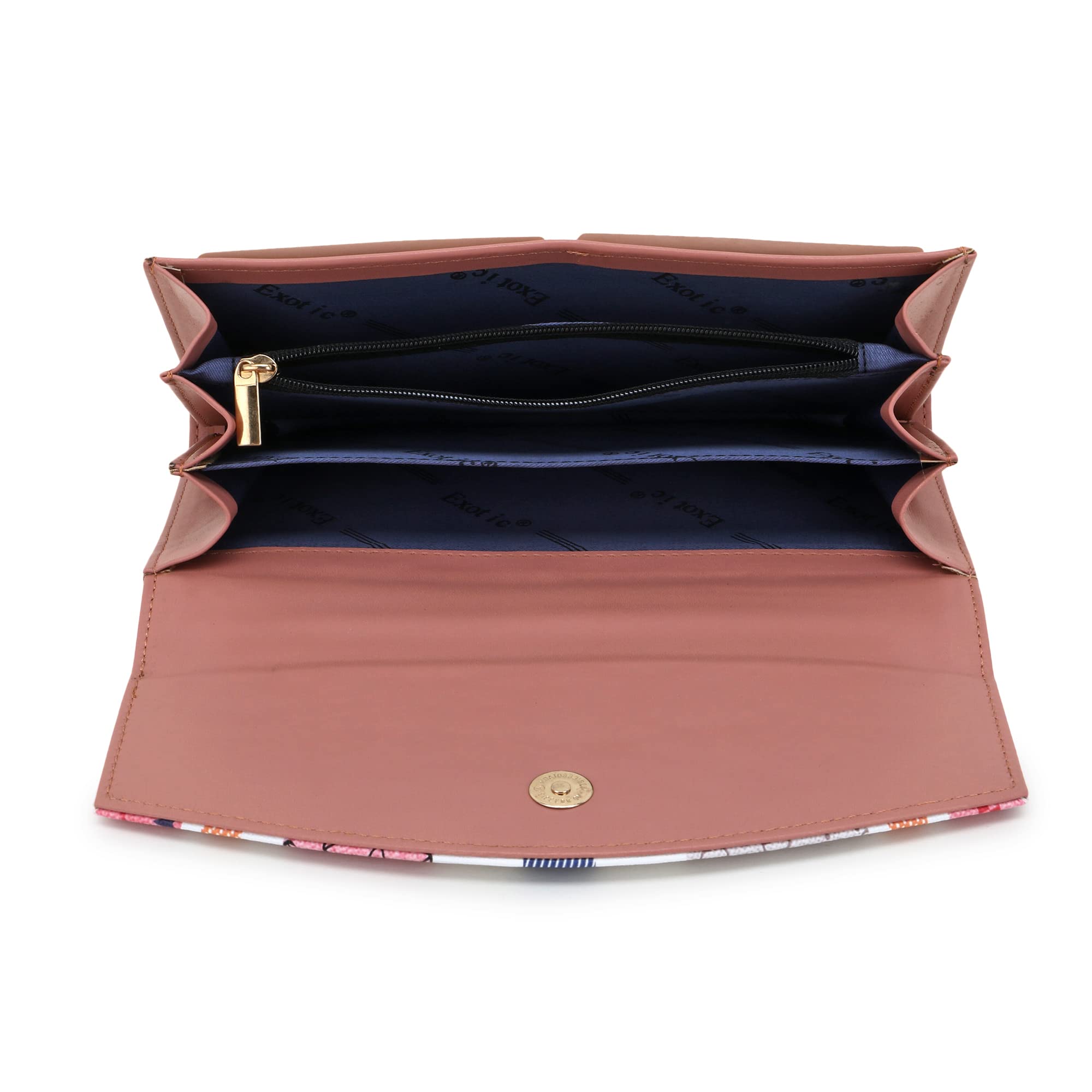 EXOTIC Polyurethane Women's Classic Wallet - Slim RFID Blocking Bifold Wallet with Multiple Card Slots (Peach) | Perfect for Everyday Use, Travel & Gift Giving