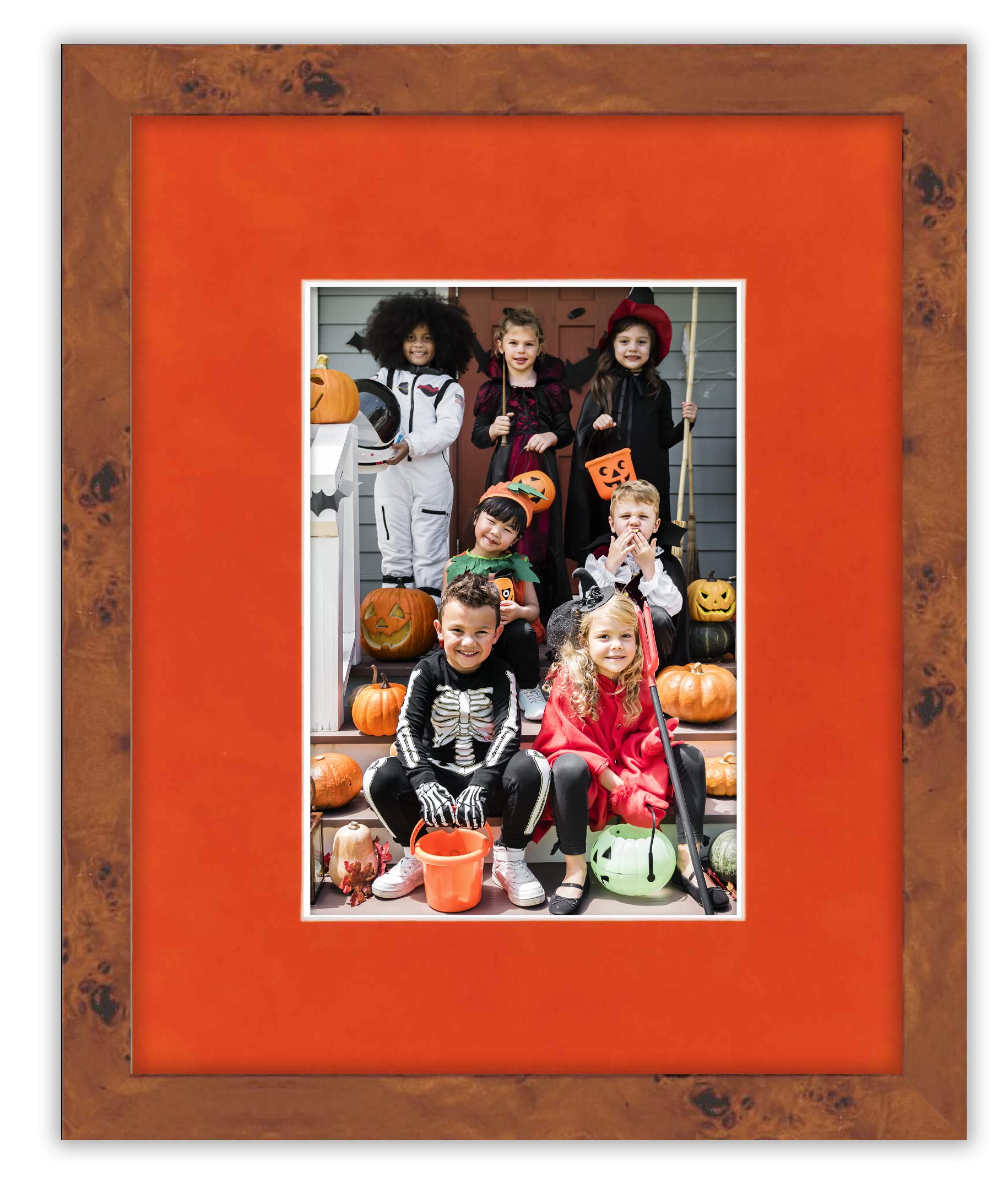 18x24 Acid-Free Orange Suede Precut Matboard with Bevel Cut for 15x20 Photos - Includes Backing Board & Crystal Clear Self-Seal Photo Mat Bag - 4-Ply Thickness for Picture Framing, Art Display, and Home Decor