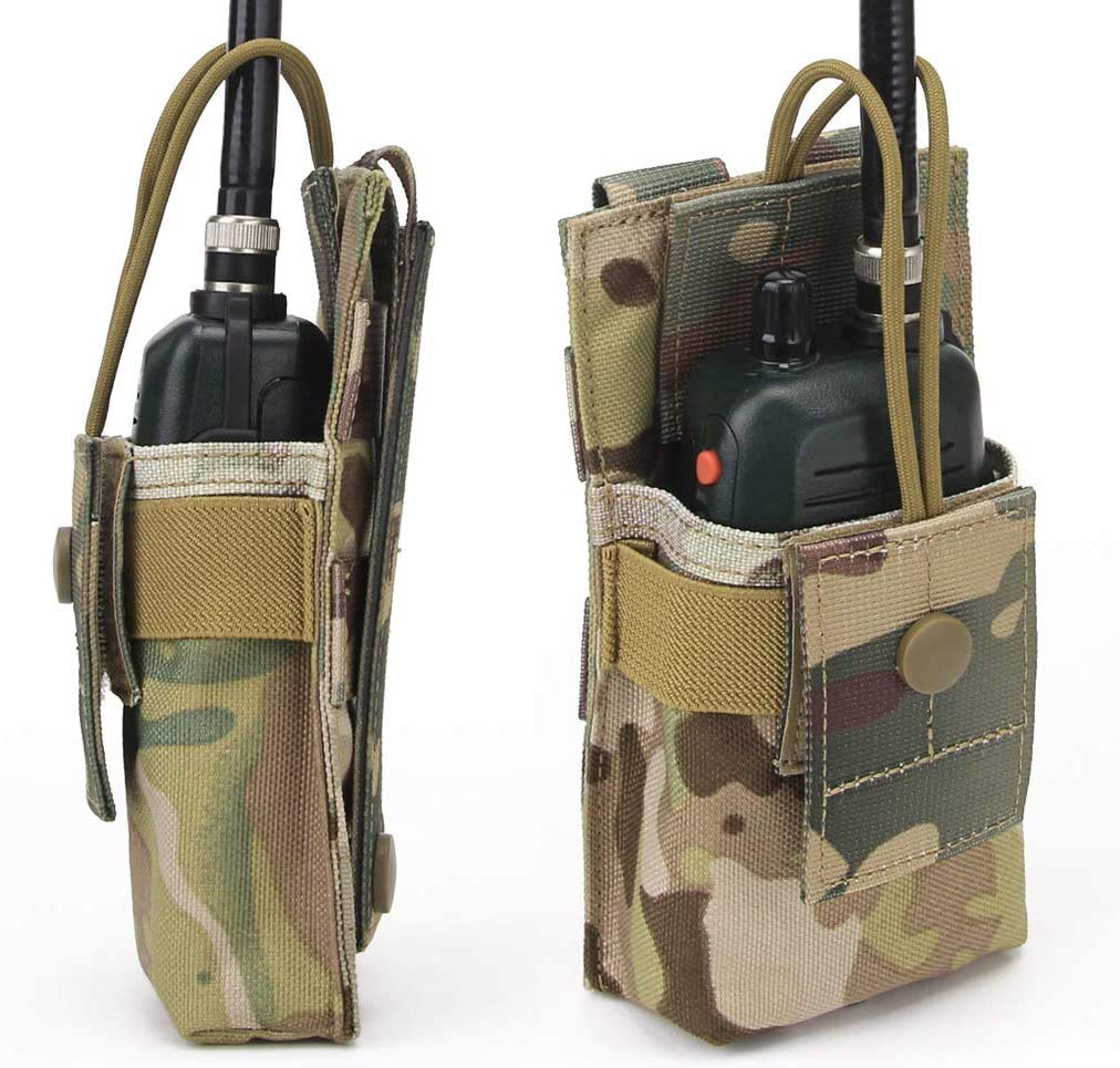 Tactical MOLLE Radio Pouch Holder - Durable Walkie Talkie Case for Airsoft, Hunting & Outdoor Adventures (Camo Design) - Perfect for Military, Camping & Emergency Communication