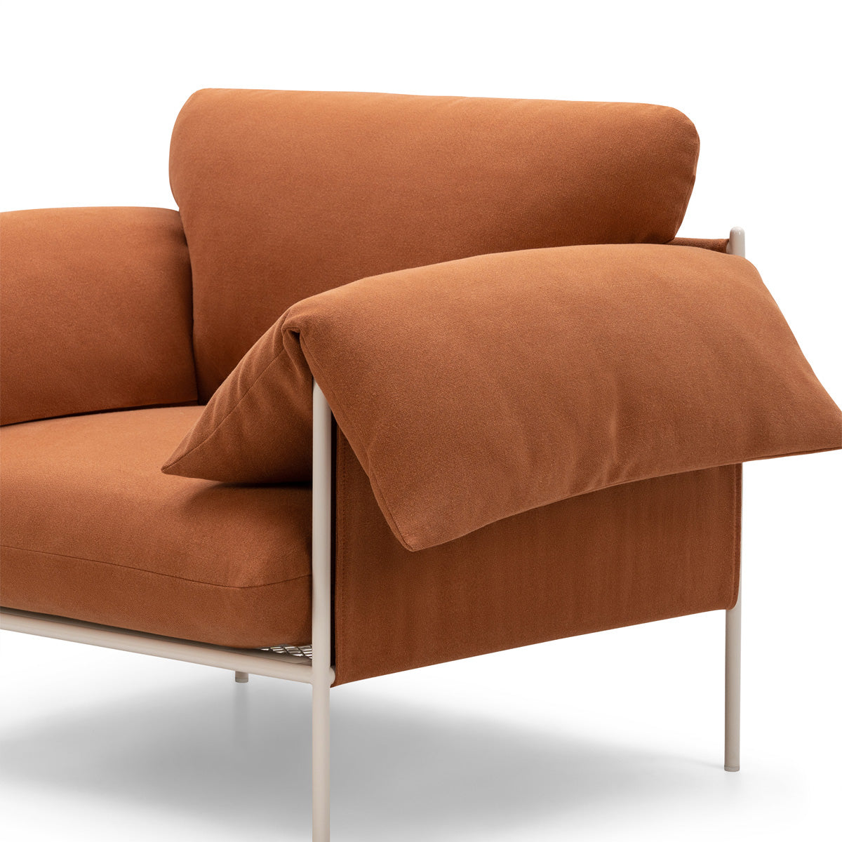 Alva Nougat Frame Armchair - Modern Upholstered Accent Chair for Living Room, Bedroom & Office - Comfortable Lounge Seating with Sturdy Wooden Legs