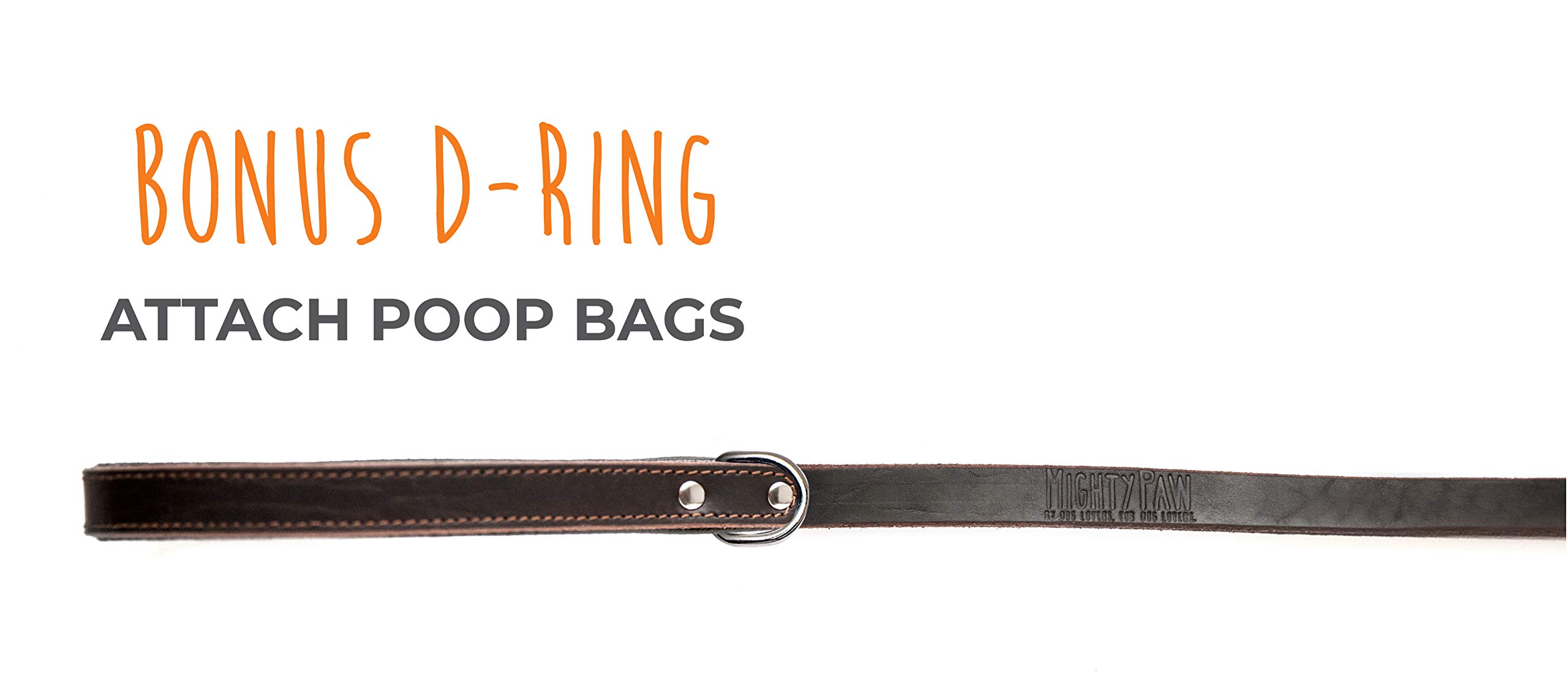 Premium Leather Dog Leash for Large Breeds - 6FT Heavy Duty Padded Handle Leash with D-Ring for Waste Bags & Secure Climbers Clip - Durable Brown Leather Dog Lead - Perfect for Walking, Training & Outdoor Adventures with Your Big Dog