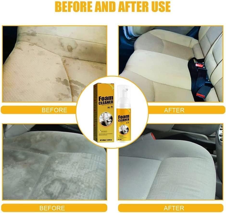 All-Purpose Foam Cleaner for Car & Home - Multi-Surface Magic Foam Cleaner Spray (30ML, 2Pcs) - Perfect for Upholstery, Dashboard, Leather Seats & Household Surfaces