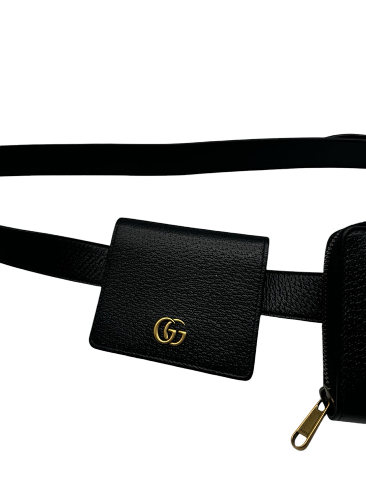 Gucci Double Marmont Leather Belt Bag for Women - Fashionable Waist Pack with Adjustable Strap, Perfect for Travel, Concerts & Everyday Use