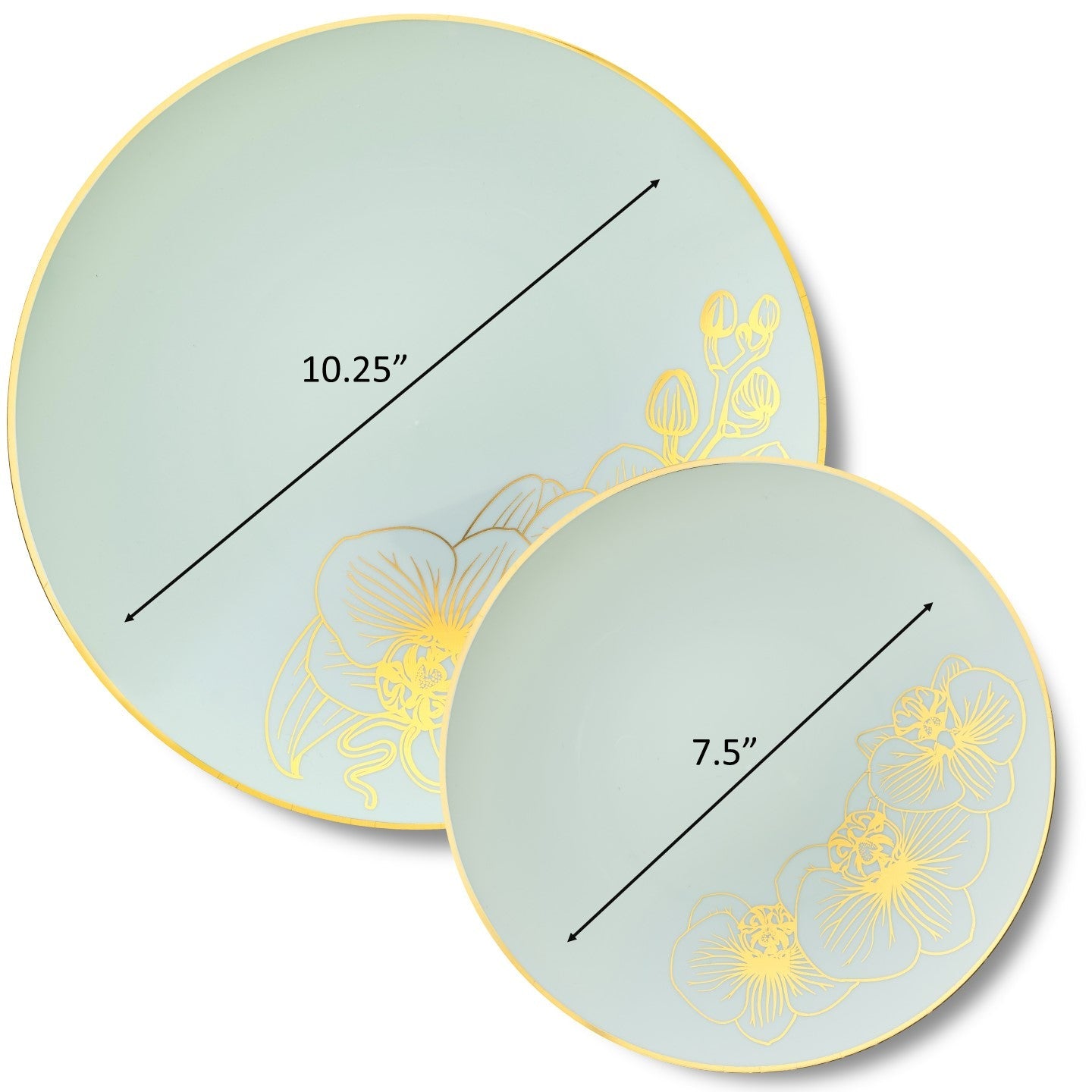 192-Piece Antique Turquoise and Gold Round Plastic Dinnerware Set - 96 Servings - Elegant Orchid Design for Parties, Weddings, and Outdoor Events
