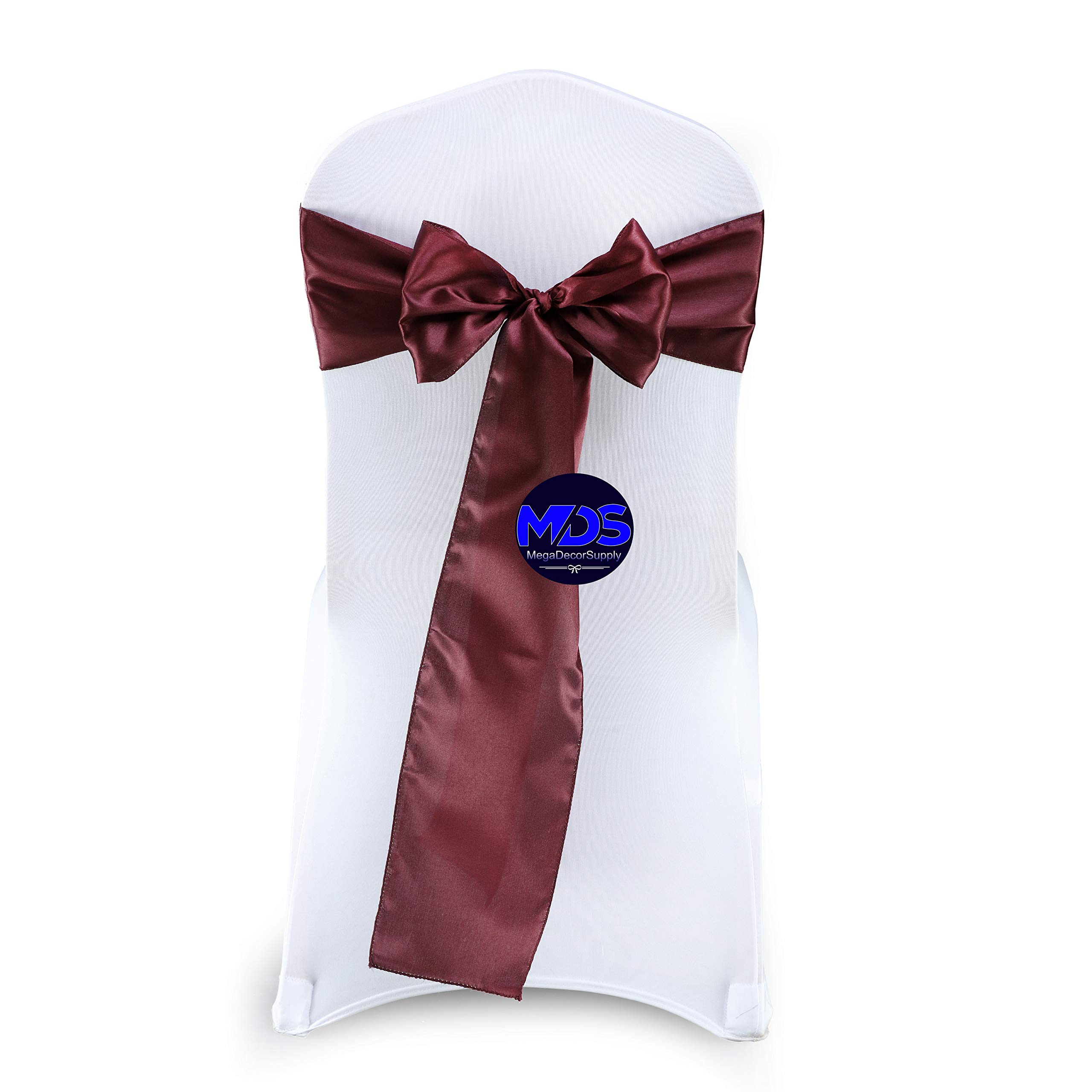 250 Pack Burgundy Satin Chair Sashes for Wedding, Party & Event Decorations - Elegant Bow Sashes for Chair Covers, Table Settings & Reception Decor