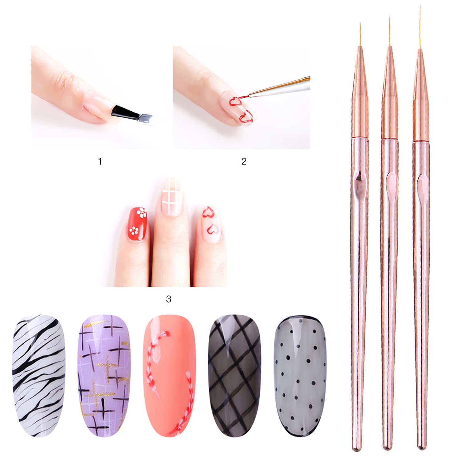 5Pcs Ombre Nail Art Brush Set - Thin Liner Brush for Acrylic Nails, Nail Design & Detailing Tools | Perfect for Salon, Home Manicure & DIY Nail Art