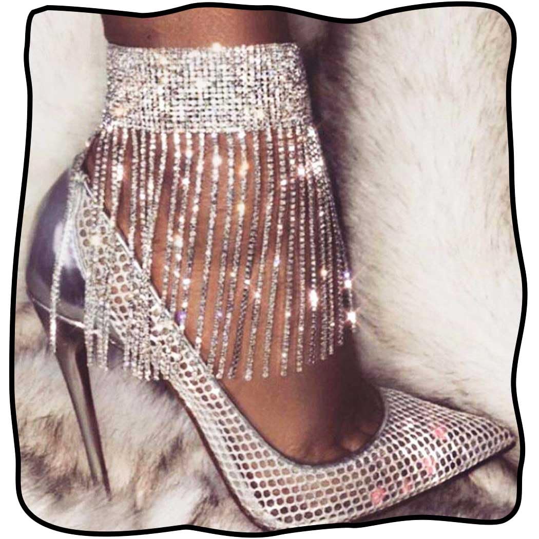 Sparkly Rhinestone Anklet Jewelry - Elegant Silver Ankle Bracelet for Women | Perfect for Prom, Party, Beach & Summer Outfits