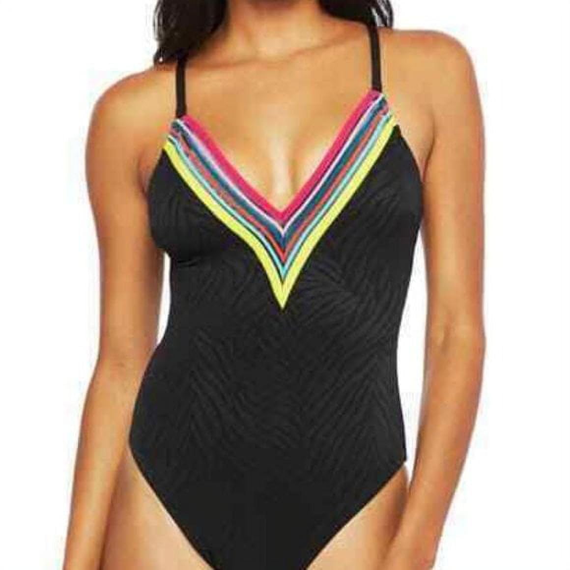 Trina Turk Women's V-Plunge One Piece Swimsuit - Sexy High Cut Bathing Suit for Beach & Pool - Perfect for Summer Vacations and Swim Parties