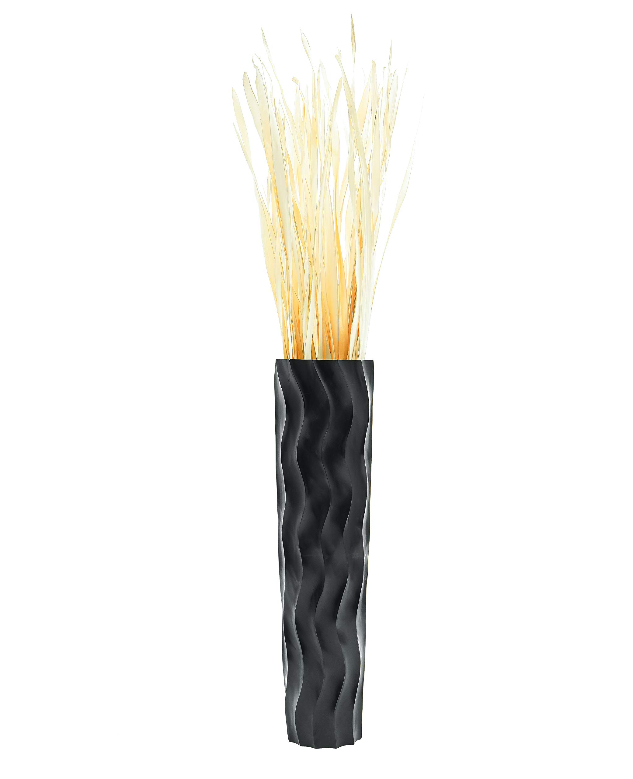 Leewadee 28 Inch Large Black Wooden Floor Vase - Farmhouse Home Decor for Flowers, Fake Plants & Pampas Grass | Perfect for Living Room, Entryway & Wedding Decor