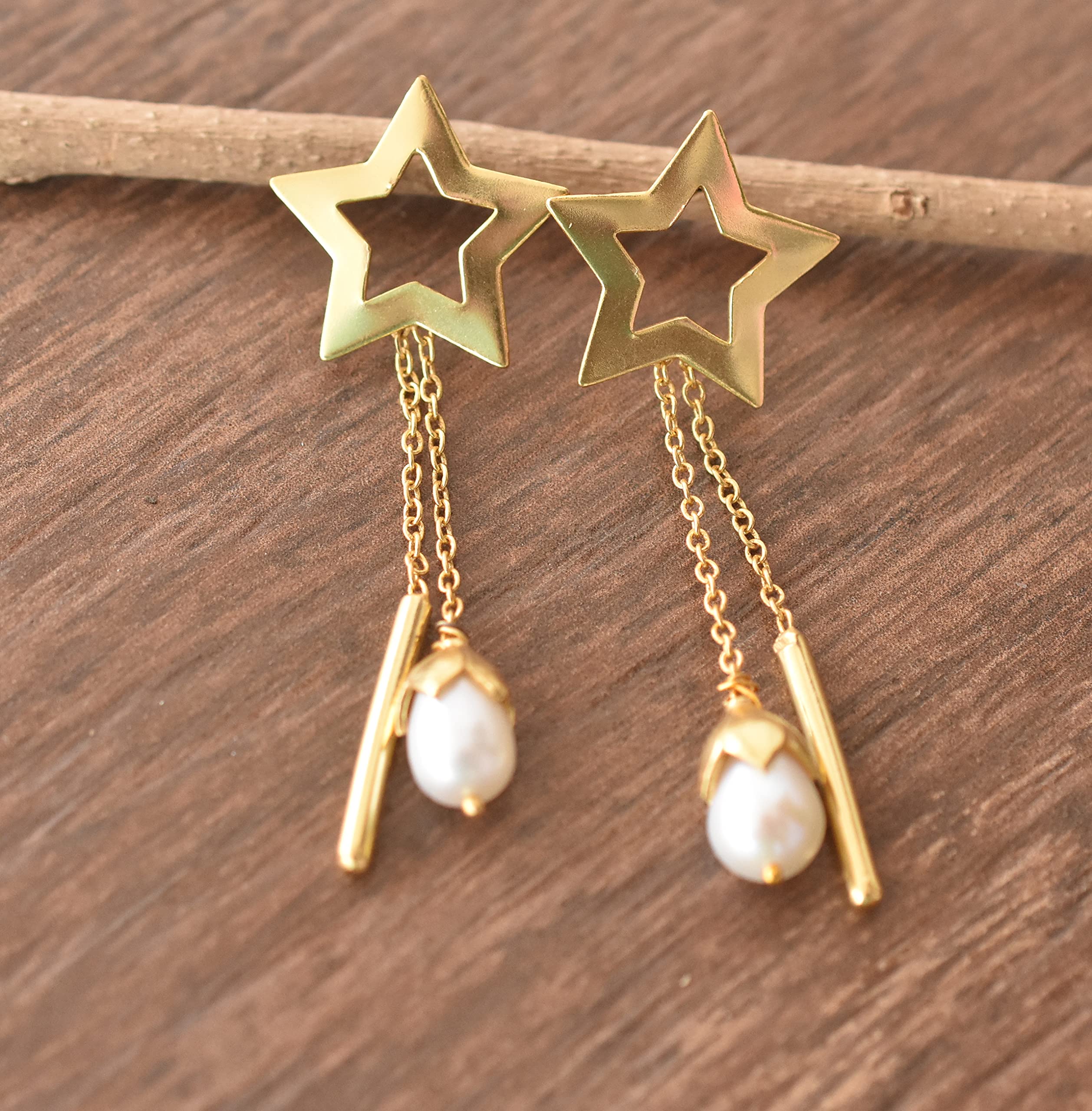 18K Yellow Gold Plated Handmade Earrings for Women - Fashion Jewelry Gift for Her - Designer Gold Filled Earrings VE-404 - Perfect for Weddings, Parties & Special Occasions